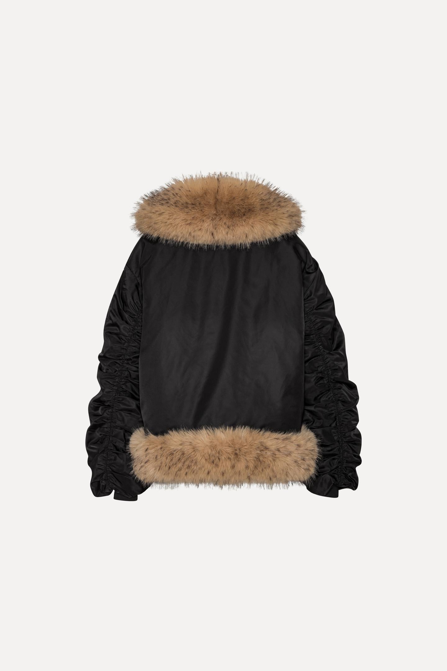 FAUX FUR COLLAR BOMBER JACKET