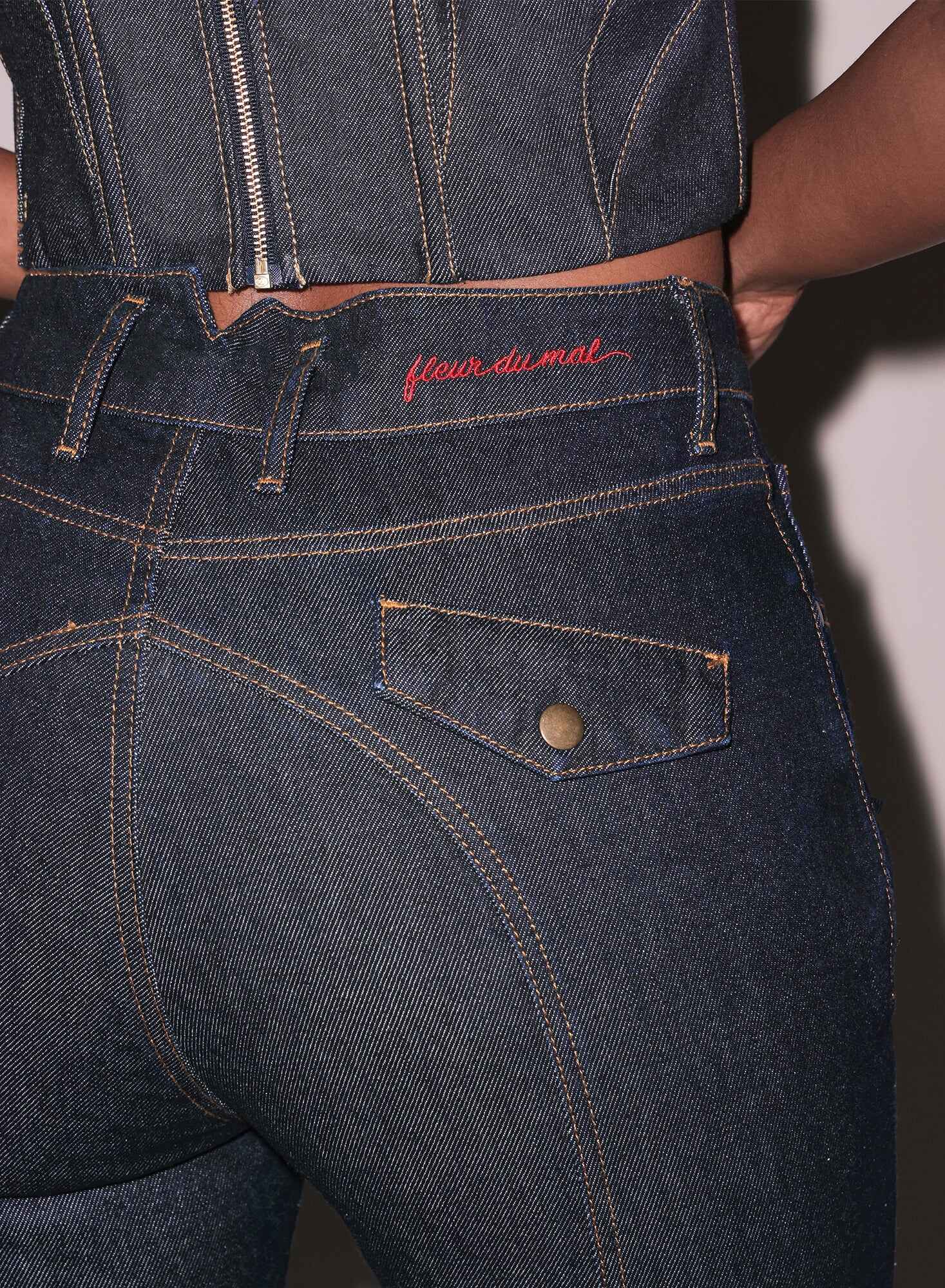 EQUESTRIAN DENIM FLARE PANT