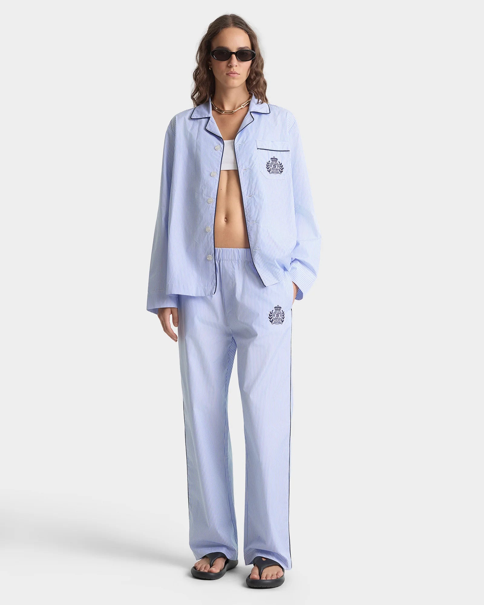 NY CREST PYJAMA PANTS- BLUE STRIPE