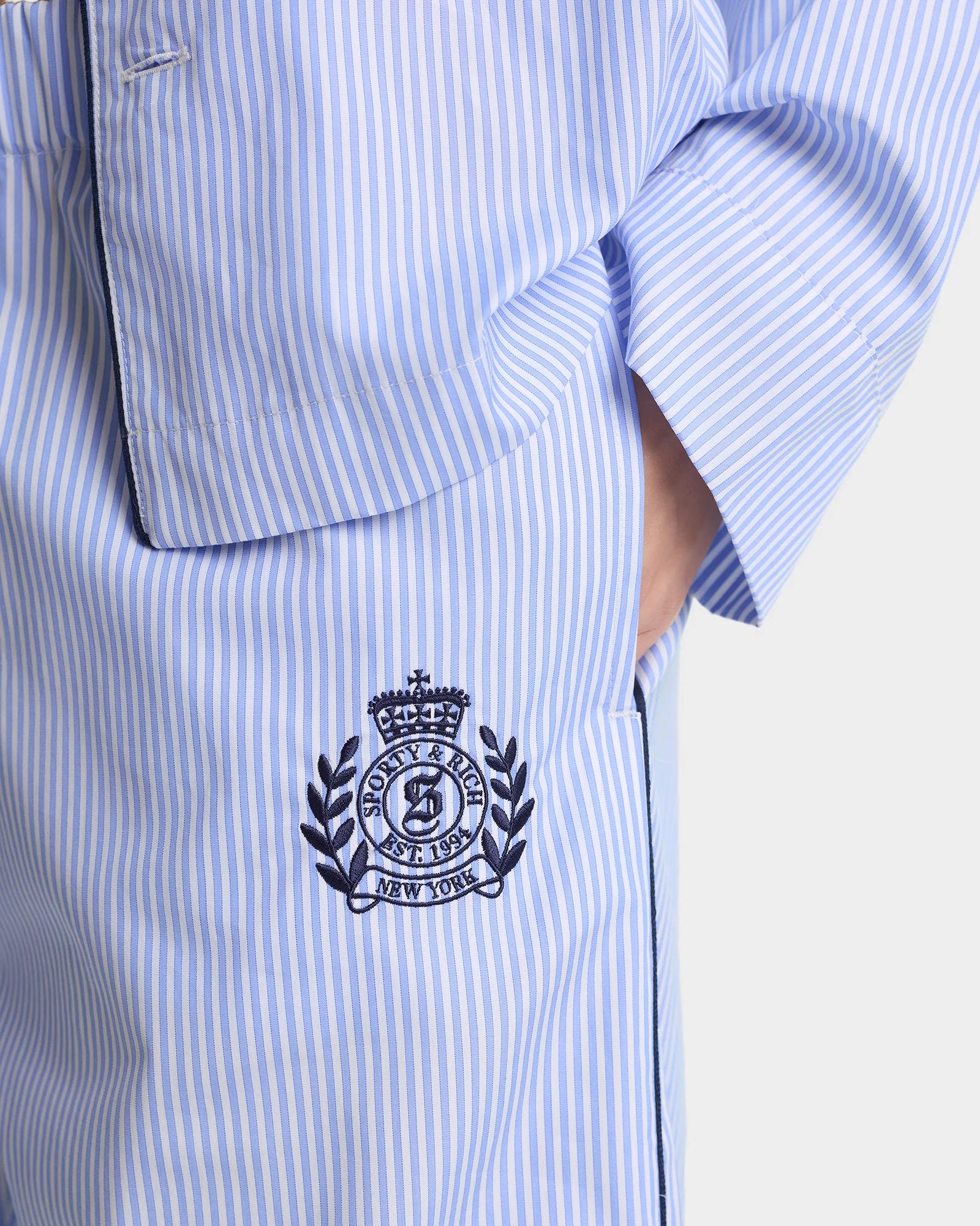 NY CREST PYJAMA PANTS- BLUE STRIPE