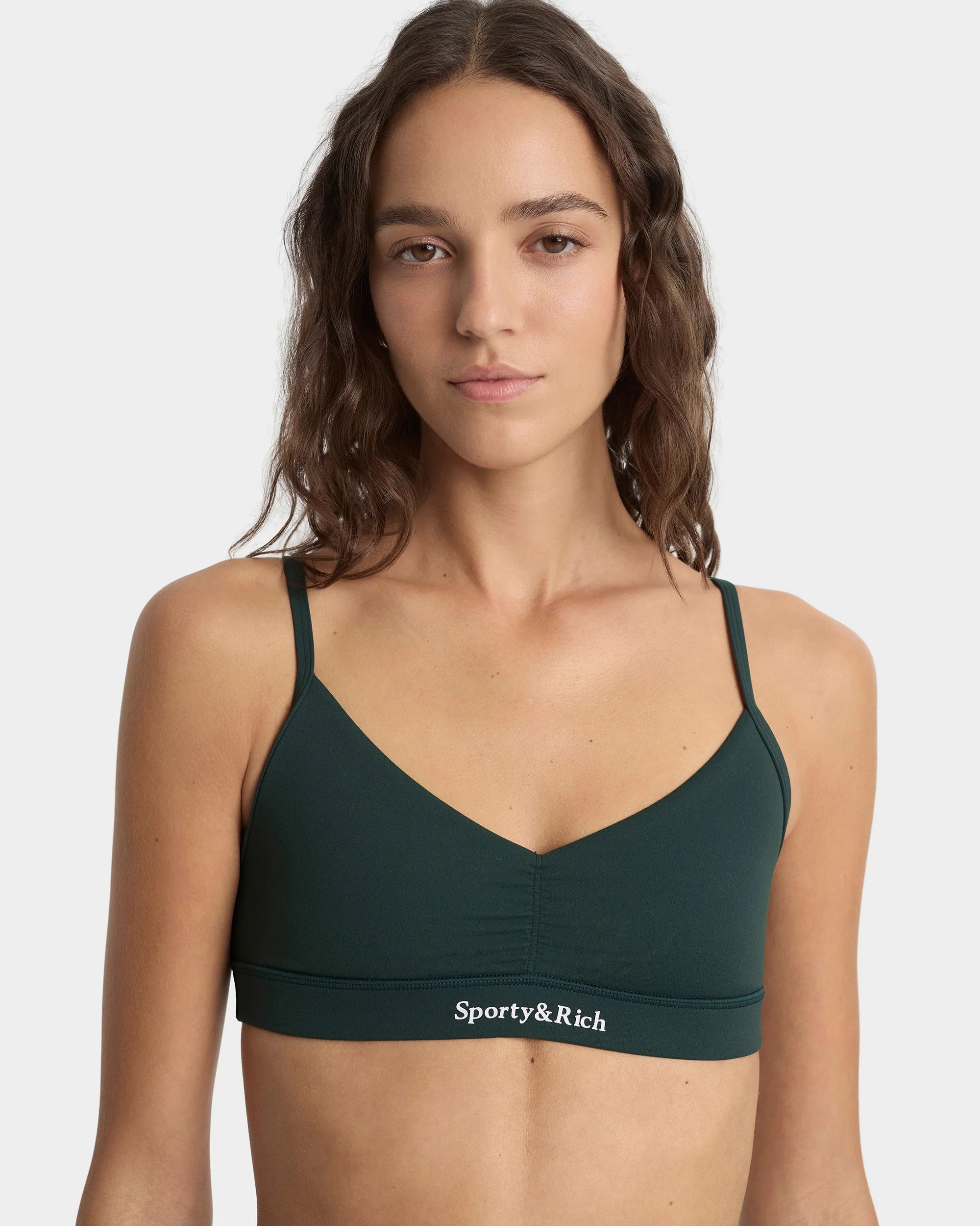 SERIF LOGO MINI SPORTS BRA FOREST