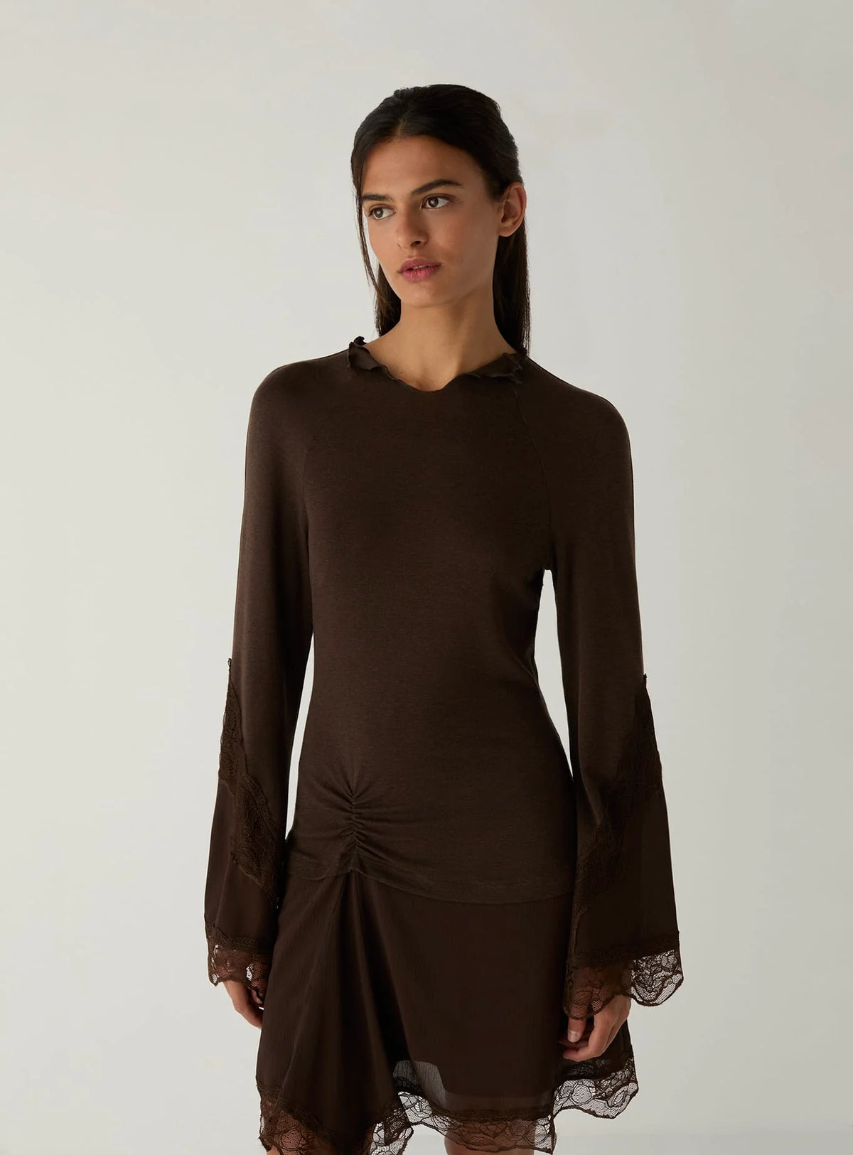 SISS BROWN KNIT SHORT DRESS