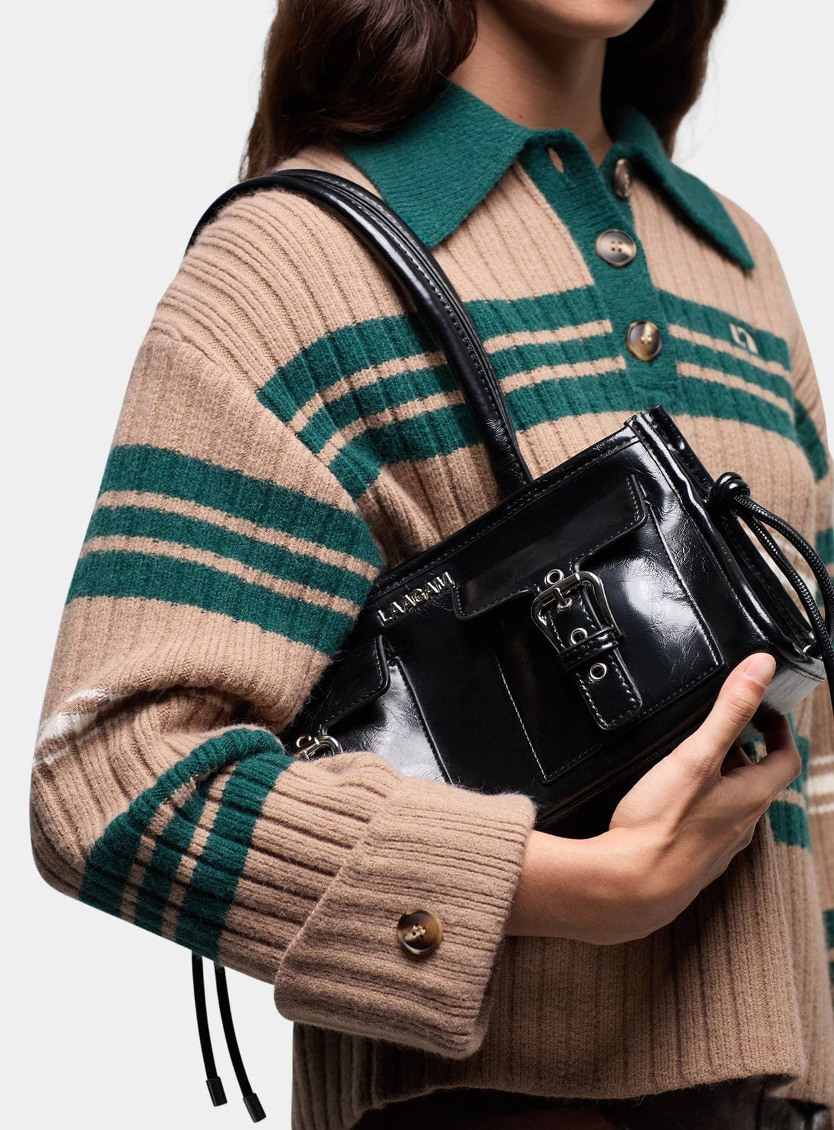 GRAZ GREEN STRIPED POLO KNIT