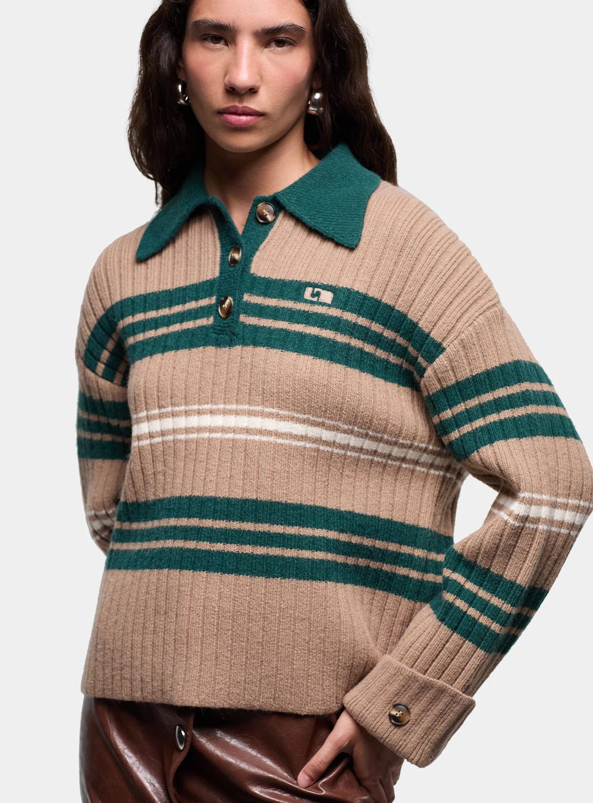 GRAZ GREEN STRIPED POLO KNIT