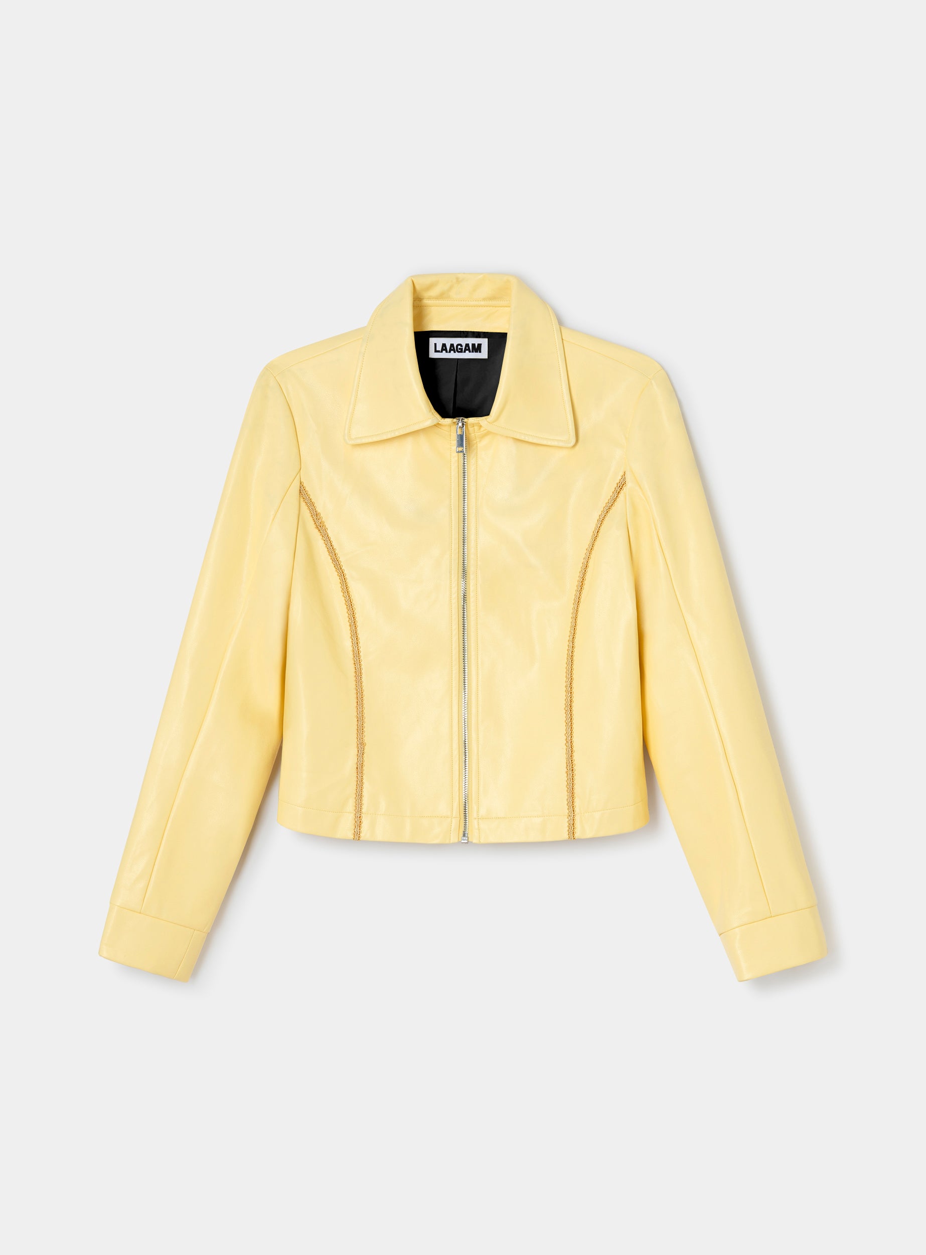 GABRIELLA YELLOW FAUX LEATHER JACKET