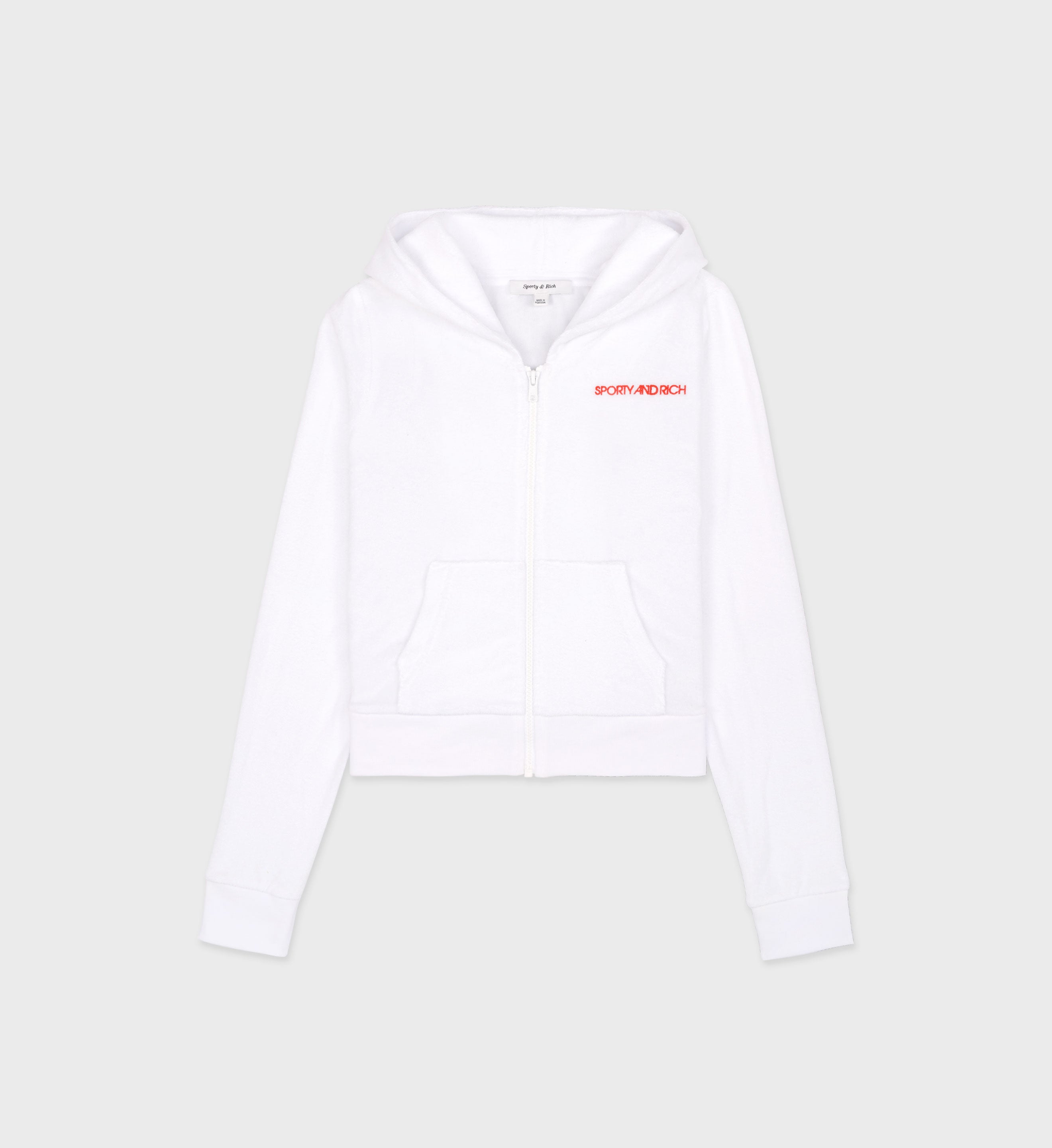 DISCO TERRY ZIP HOODIE WHITE/CERISE