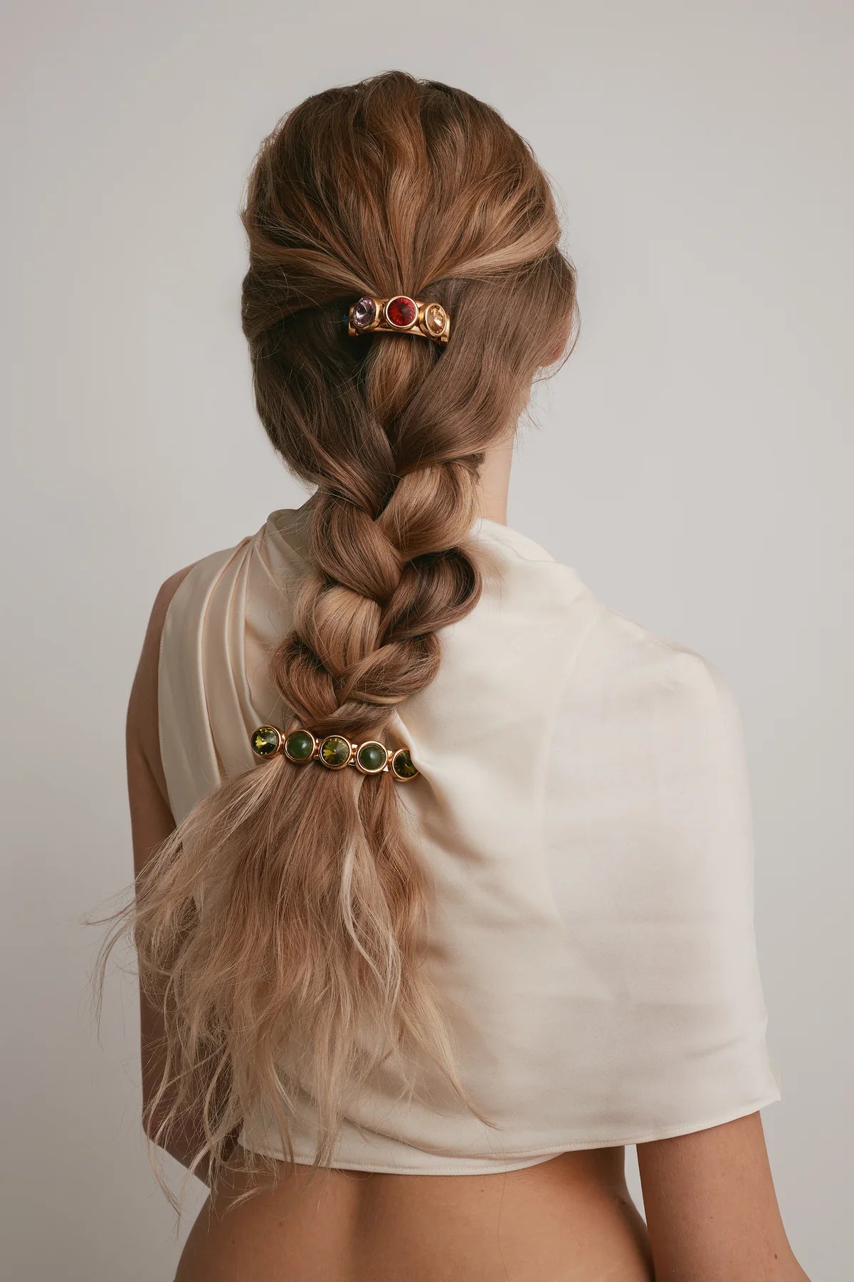 CLARE CRYSTAL AND STONE BARRETTE -PERIDOT MULTI