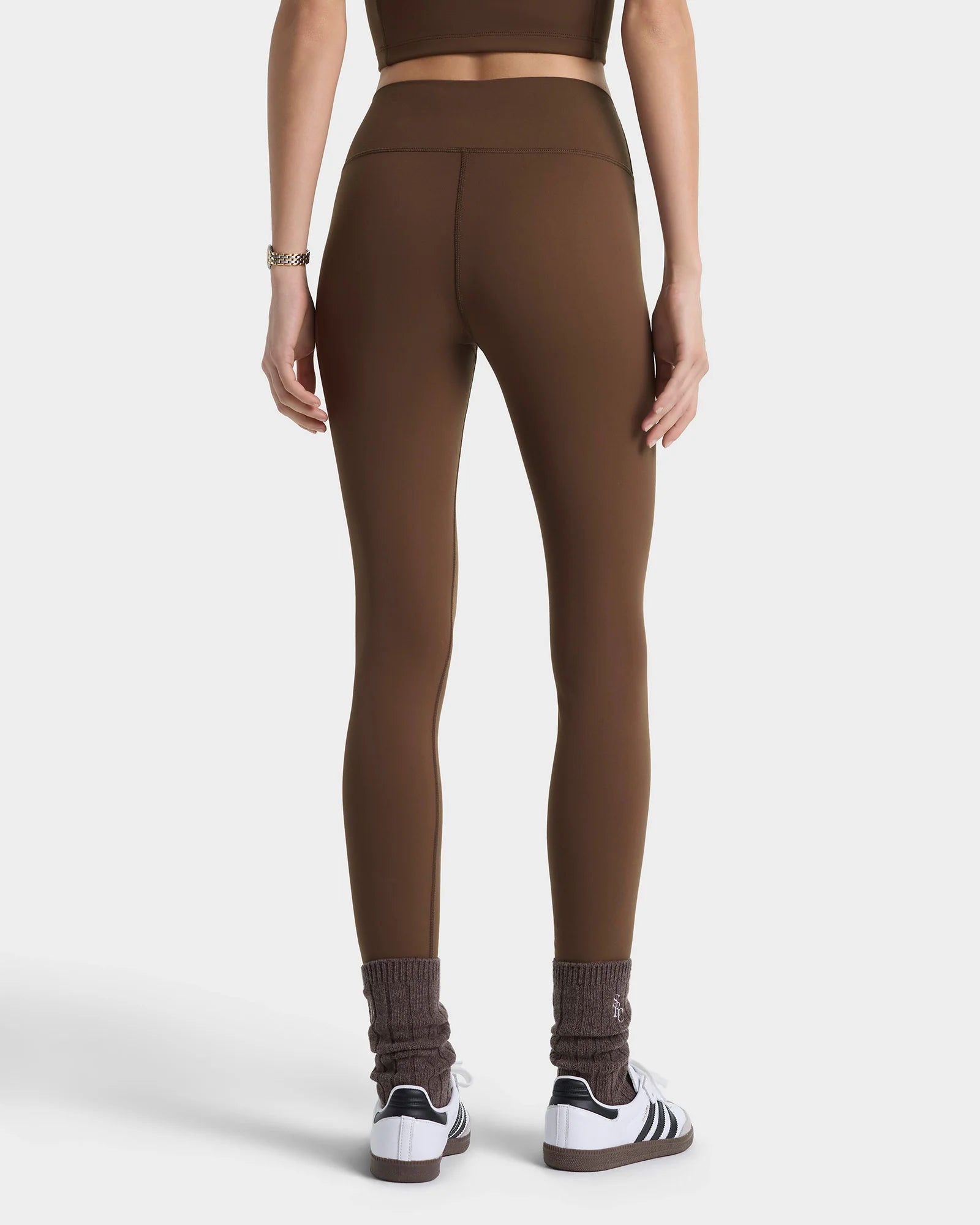 SERIF LOGO LEGGING - SAND/WHITE