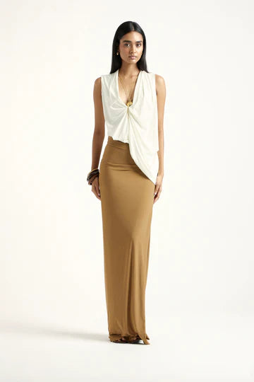 ZOEY SKIRT IN DARK BEIGE