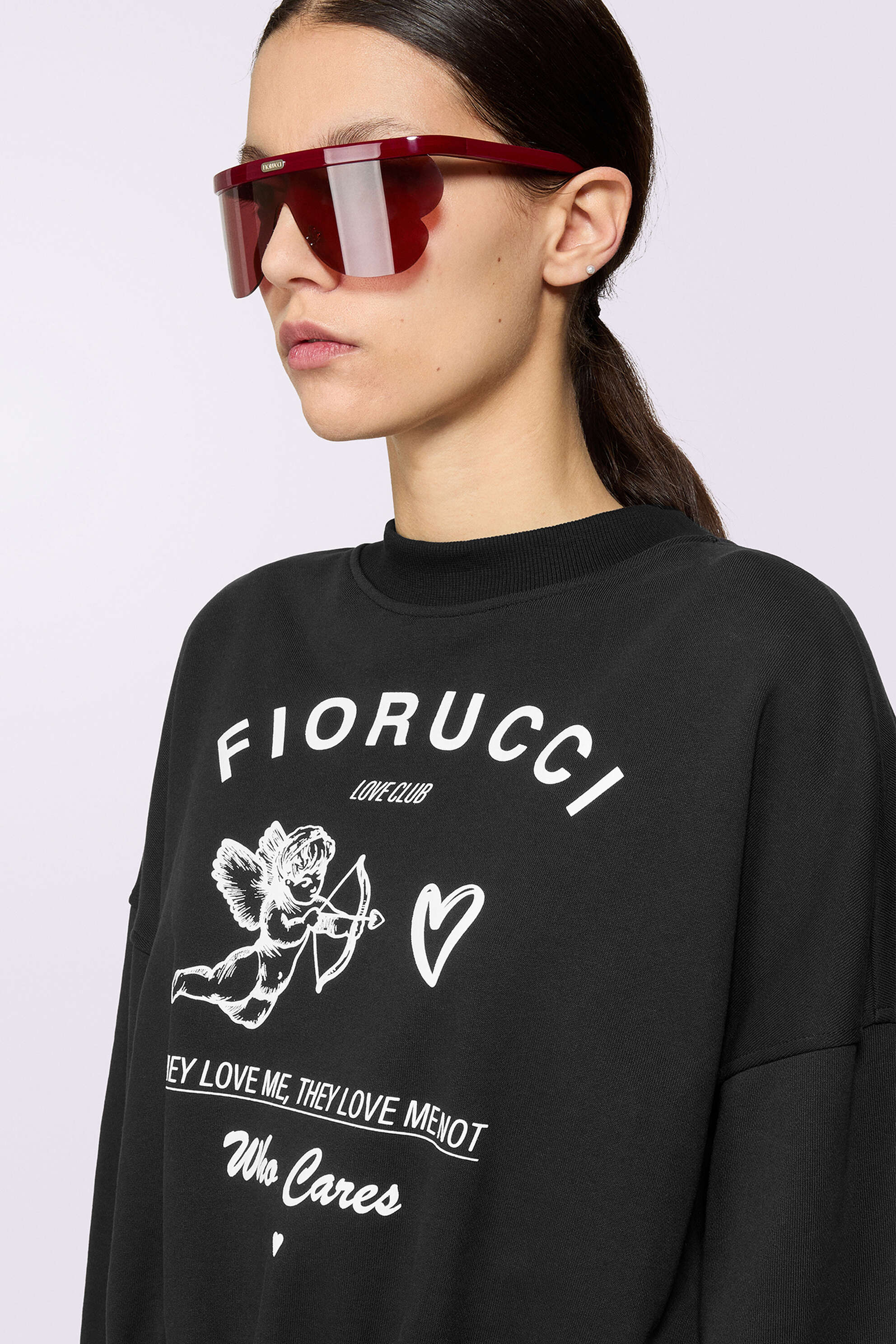 BLACK CUPID LOVE CLUB CROPPED SWEATSHIRT