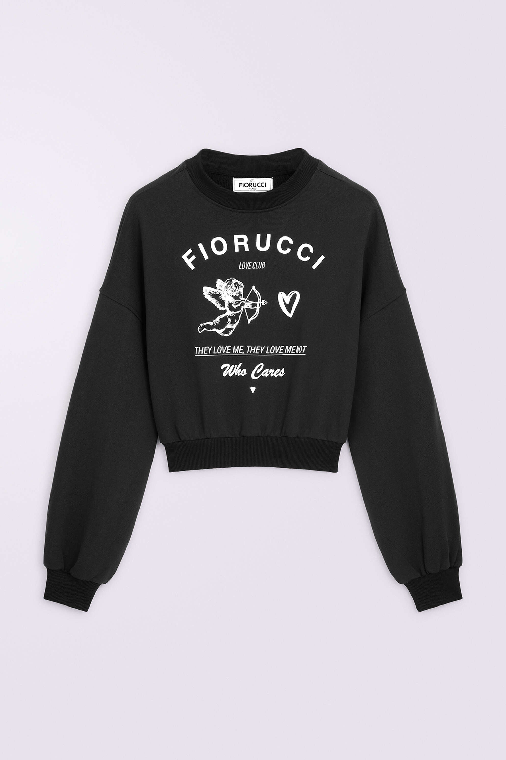 BLACK CUPID LOVE CLUB CROPPED SWEATSHIRT
