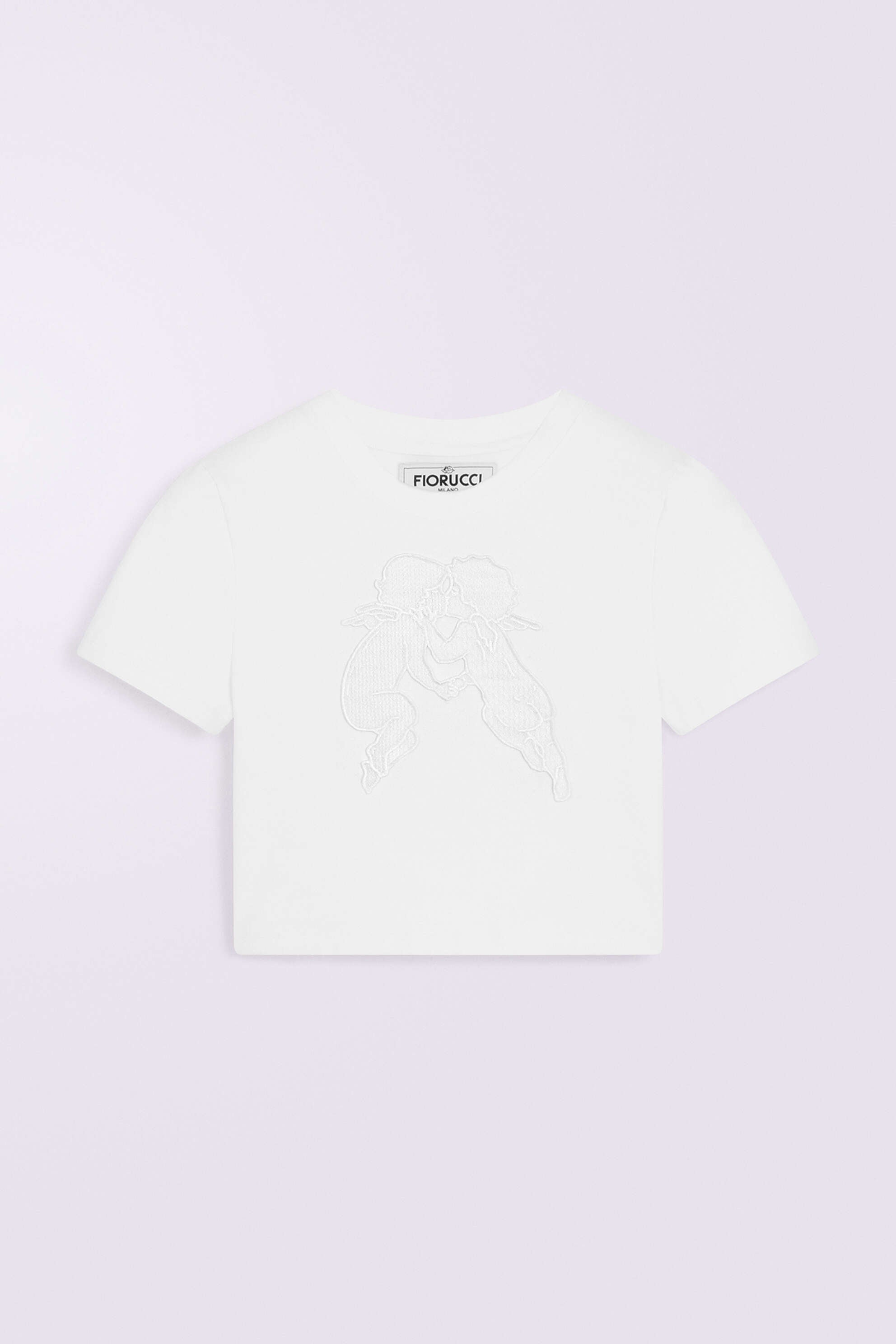 WHITE KISSING ANGELS CROPPED T-SHIRT