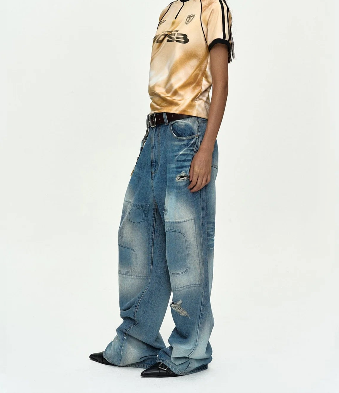 REPAIR LOOSE-FIT JEANS BLUE