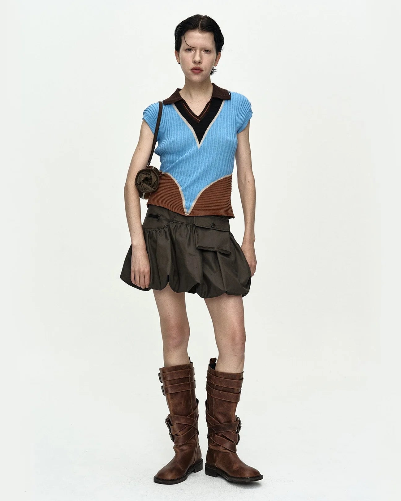 COLOR-BLOCKED KNIT POLO VEST