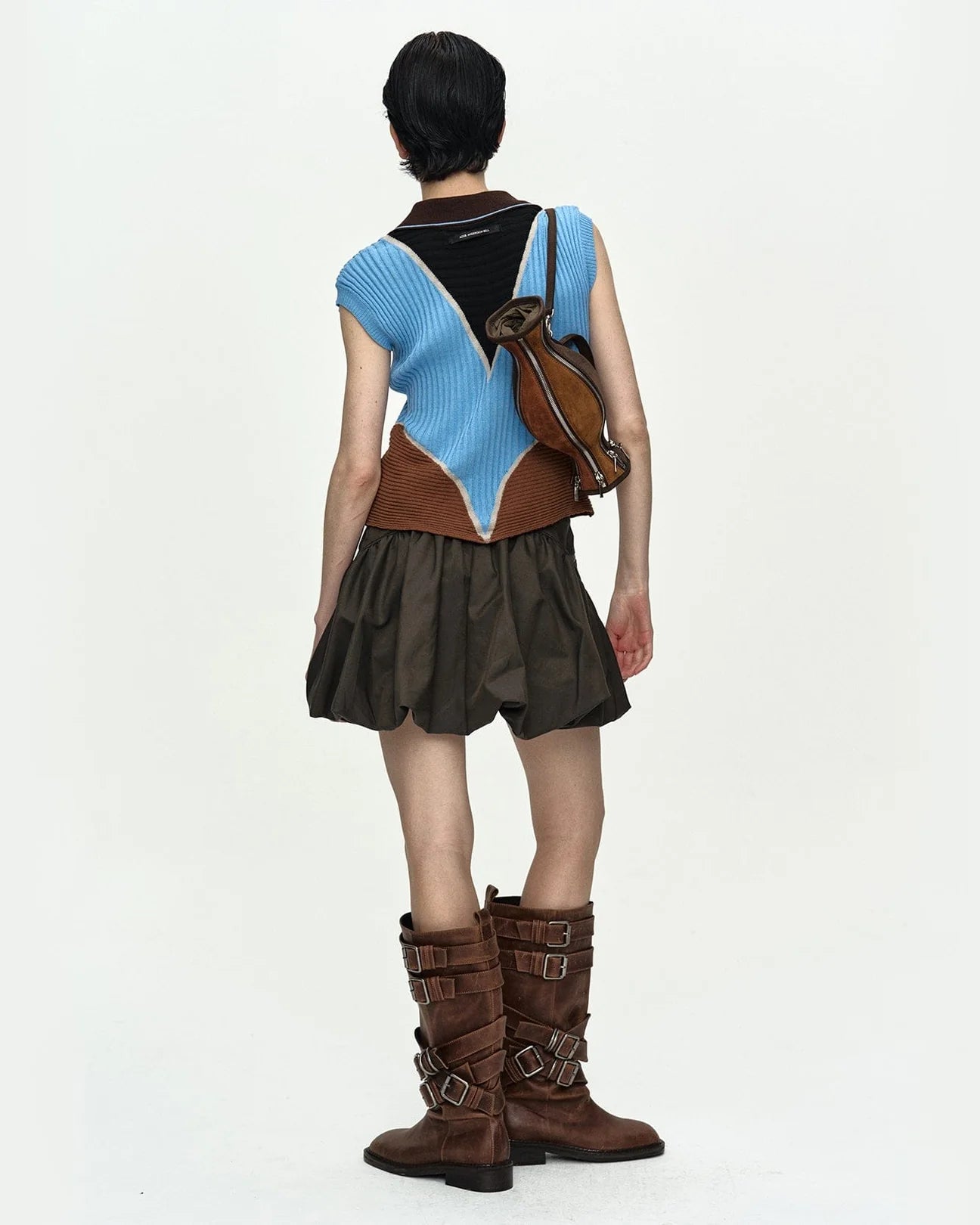 COLOR-BLOCKED KNIT POLO VEST