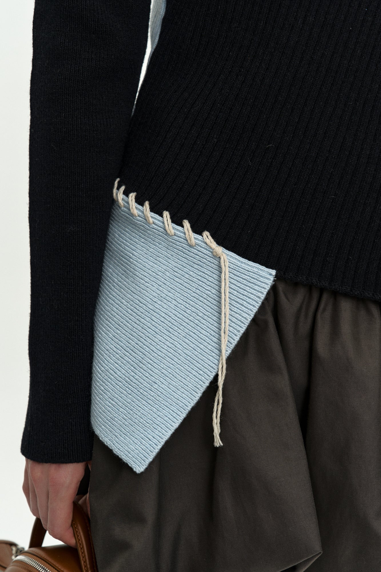 ASYMMETRIC PANEL COLLAR SWEATER