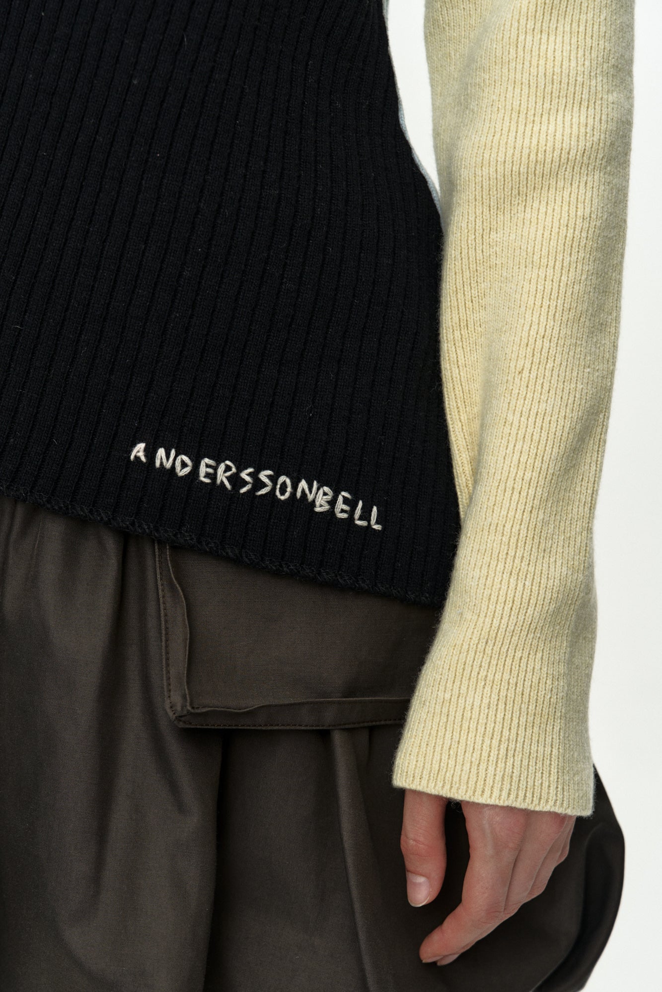 ASYMMETRIC PANEL COLLAR SWEATER