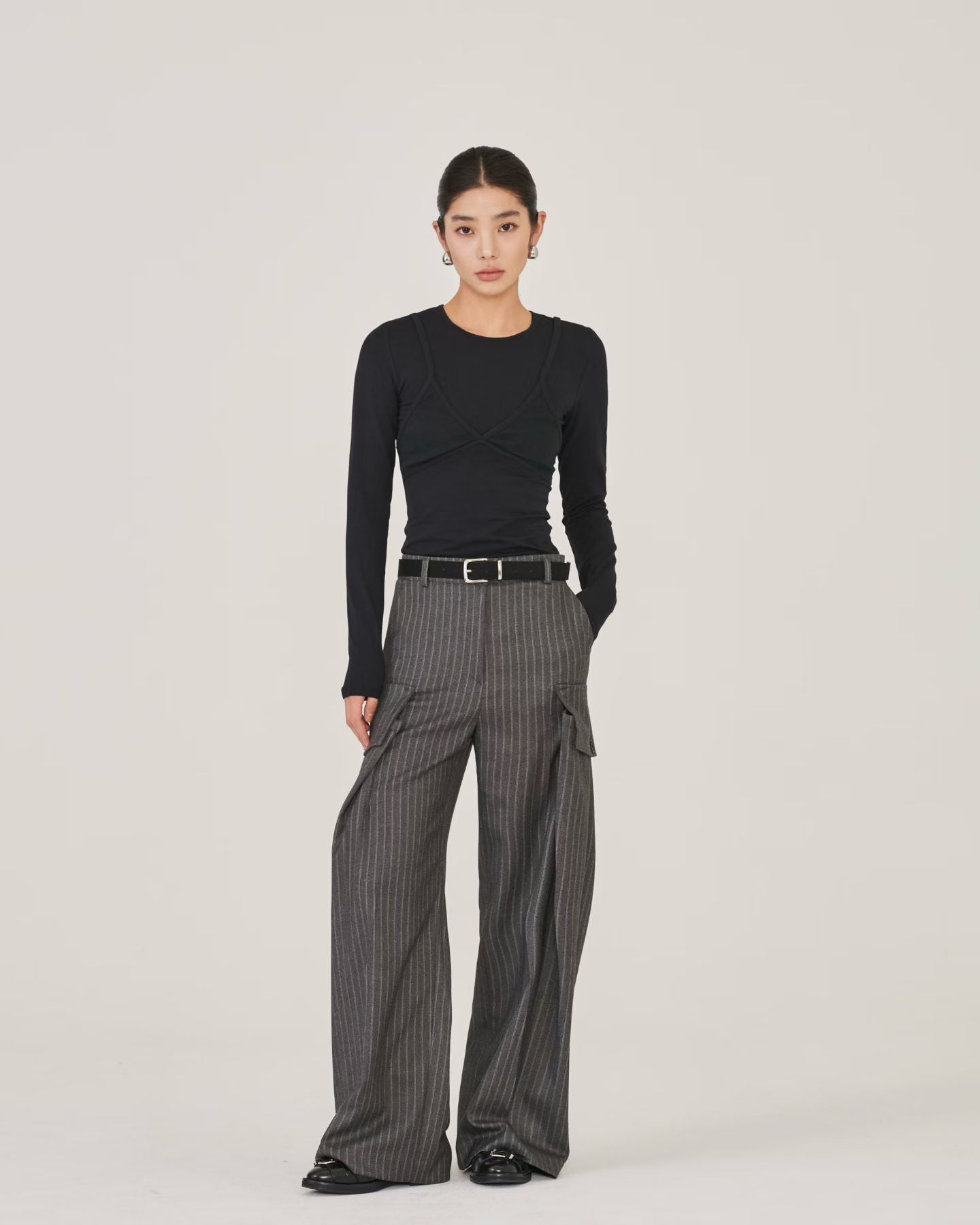 SOREN WIDE CARGO GREY PINSTRIPE