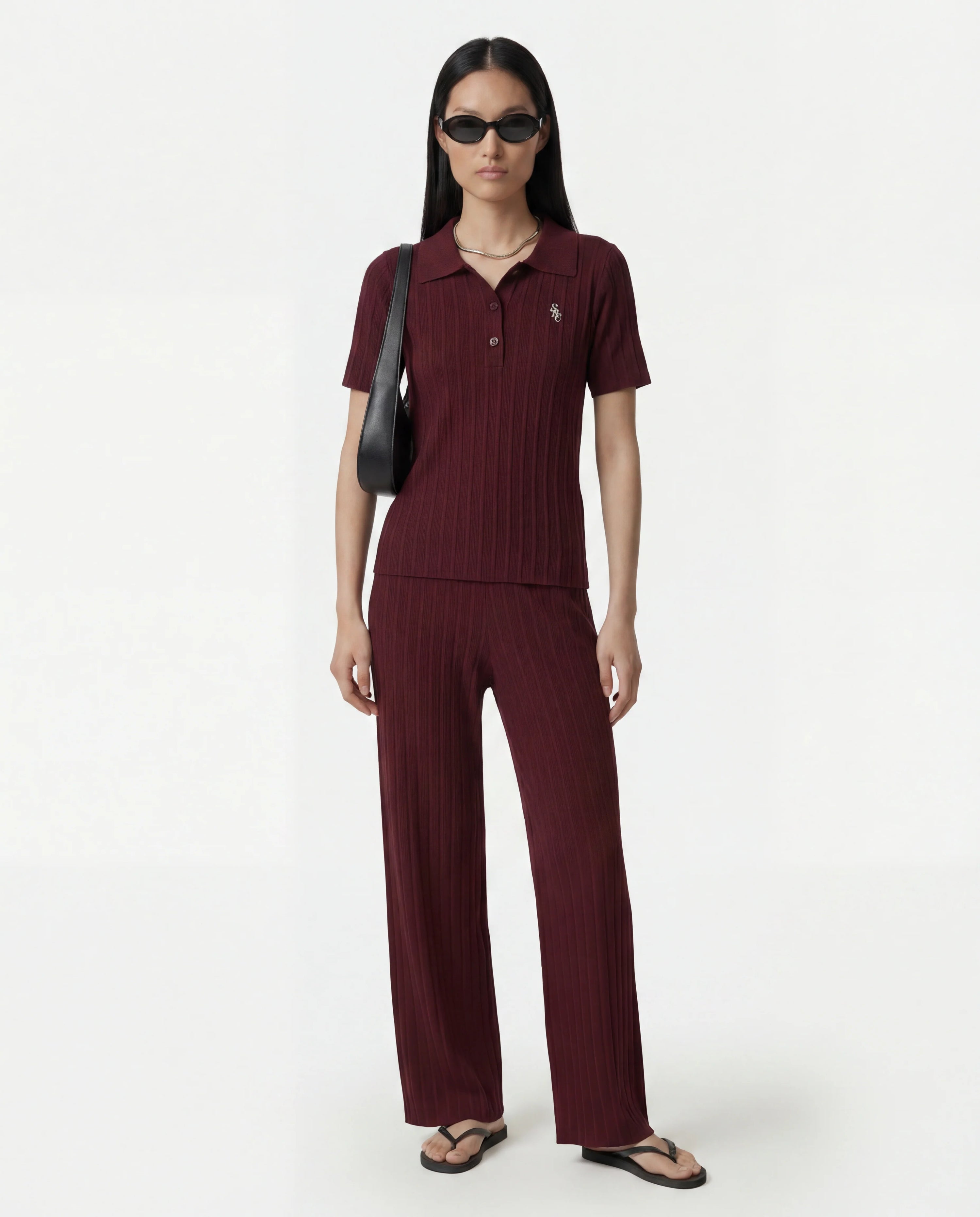 SRC RIBBED TROUSERS - BORDEAUX