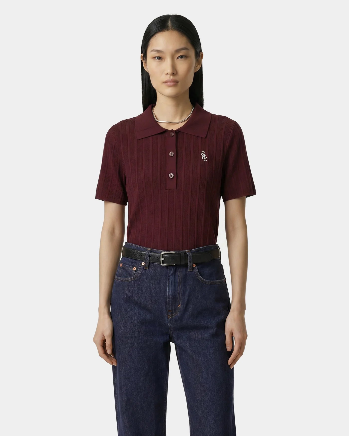 SRC RIBBED POLO -BORDEAUX