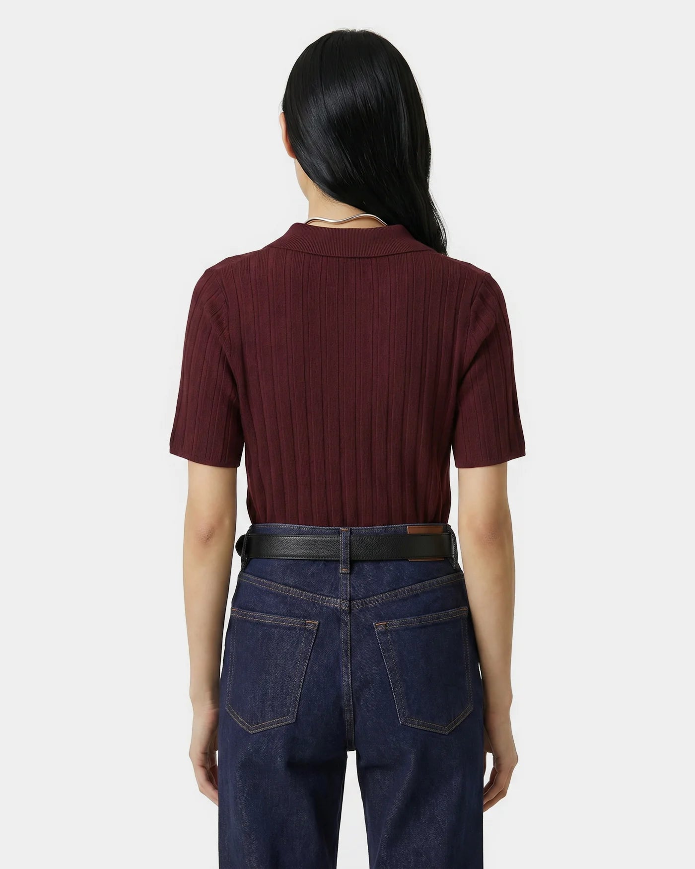 SRC RIBBED POLO -BORDEAUX