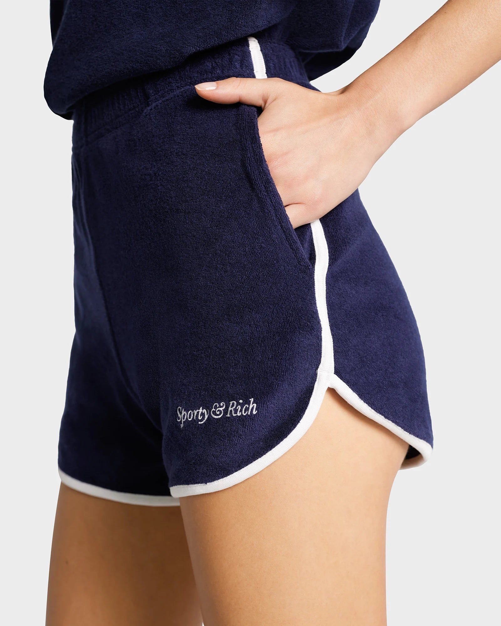 ITALIC LOGO TERRY SHORTS NAVY/WHITE