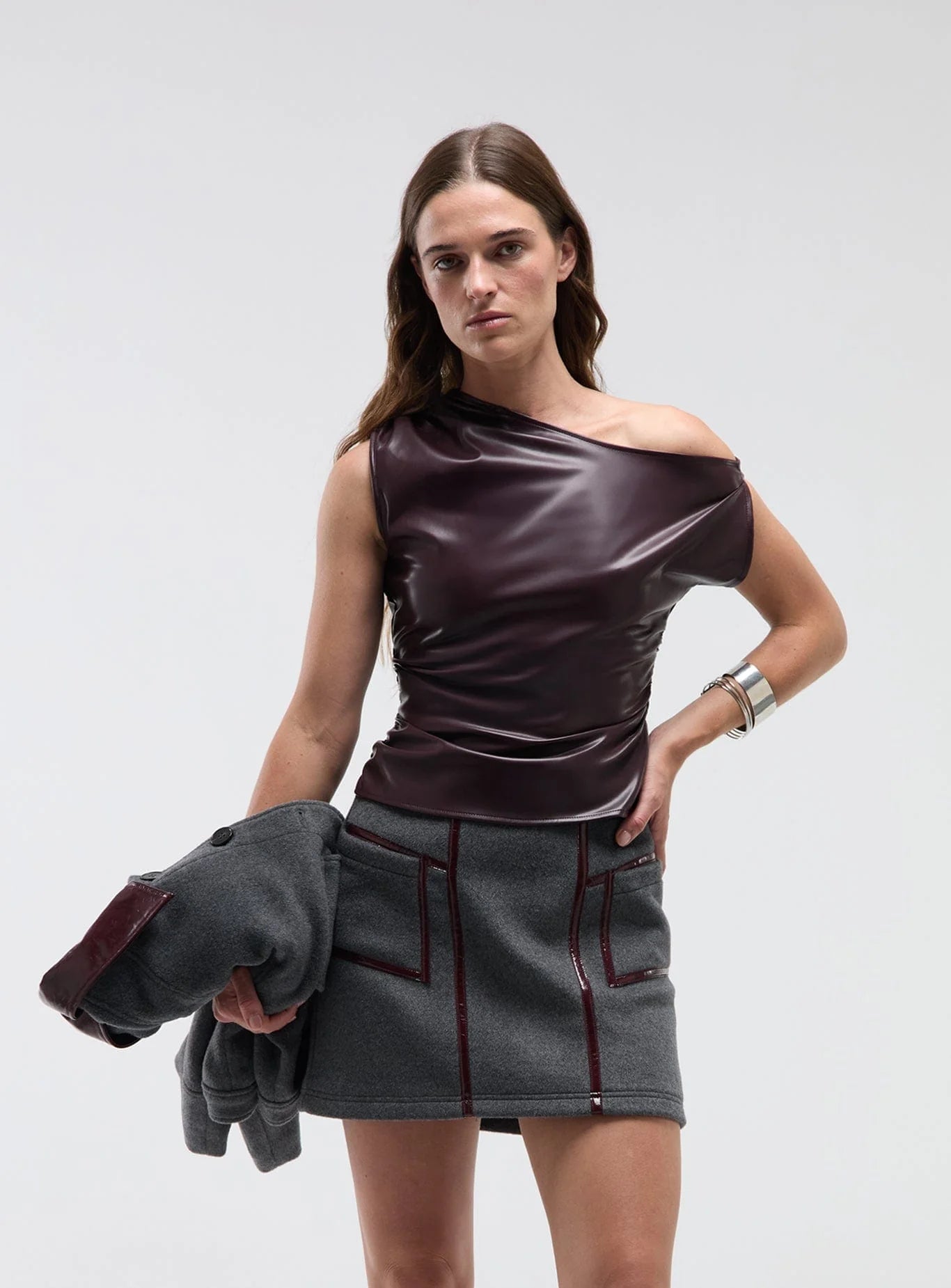 IVONE PLUM ASYMMETRIC TOP