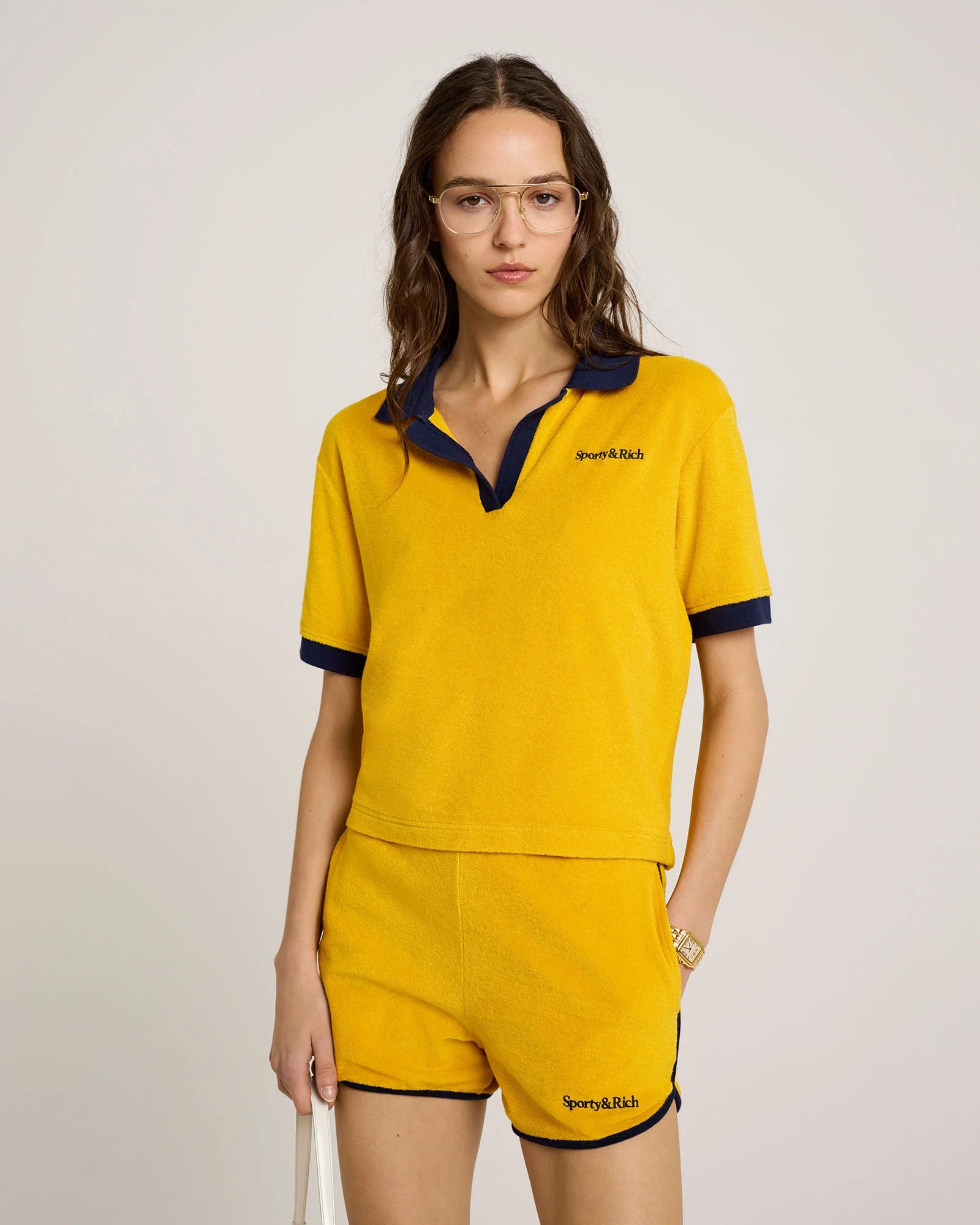 SERIF LOGO TERRY POLO GOLD/ NAVY