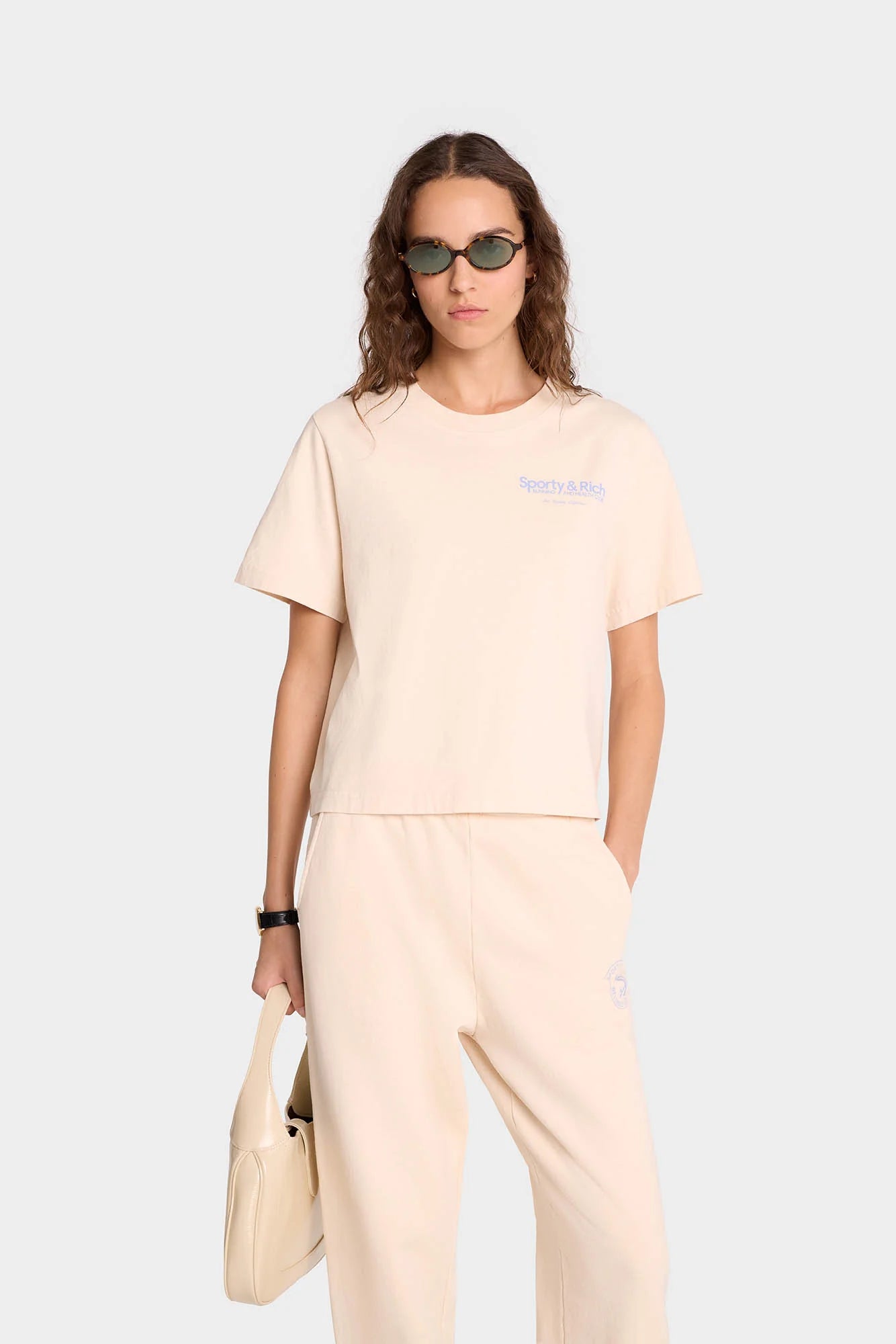 CLUB LOGO CROPPED TEE CREAM/ SKY BLUE