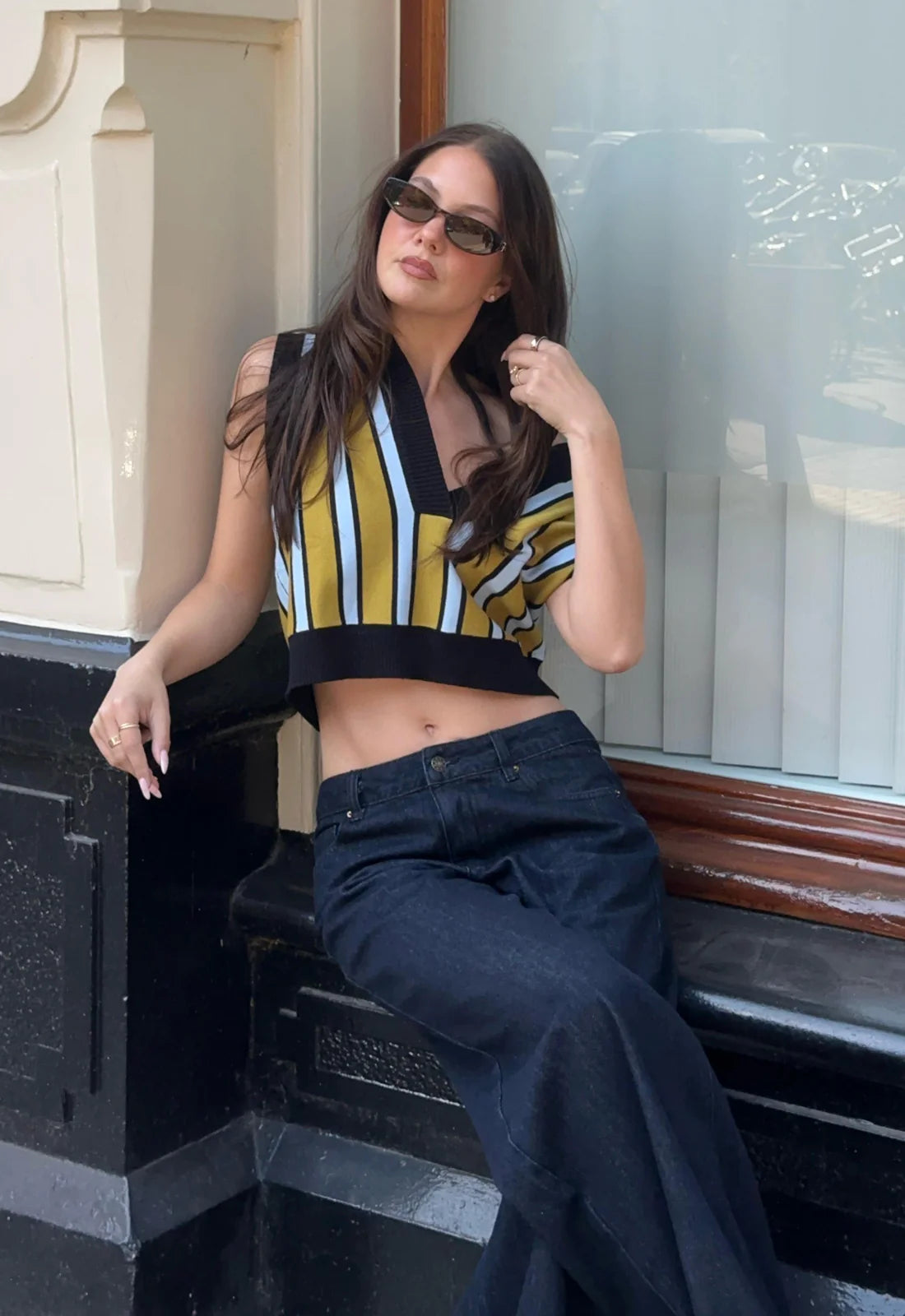 MALIBU BOYFRIEND VEST IN EARTH STRIPE
