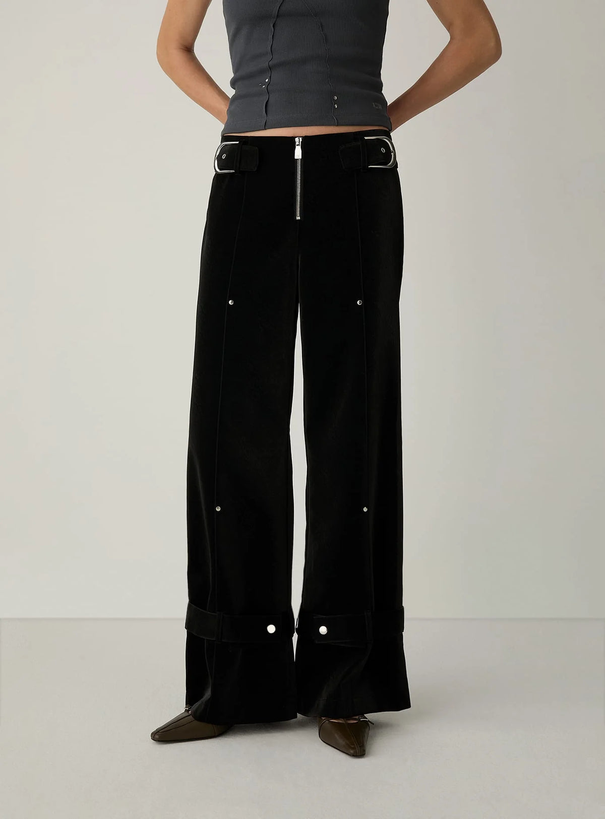 KAORI BLACK TEXTURED PANTS