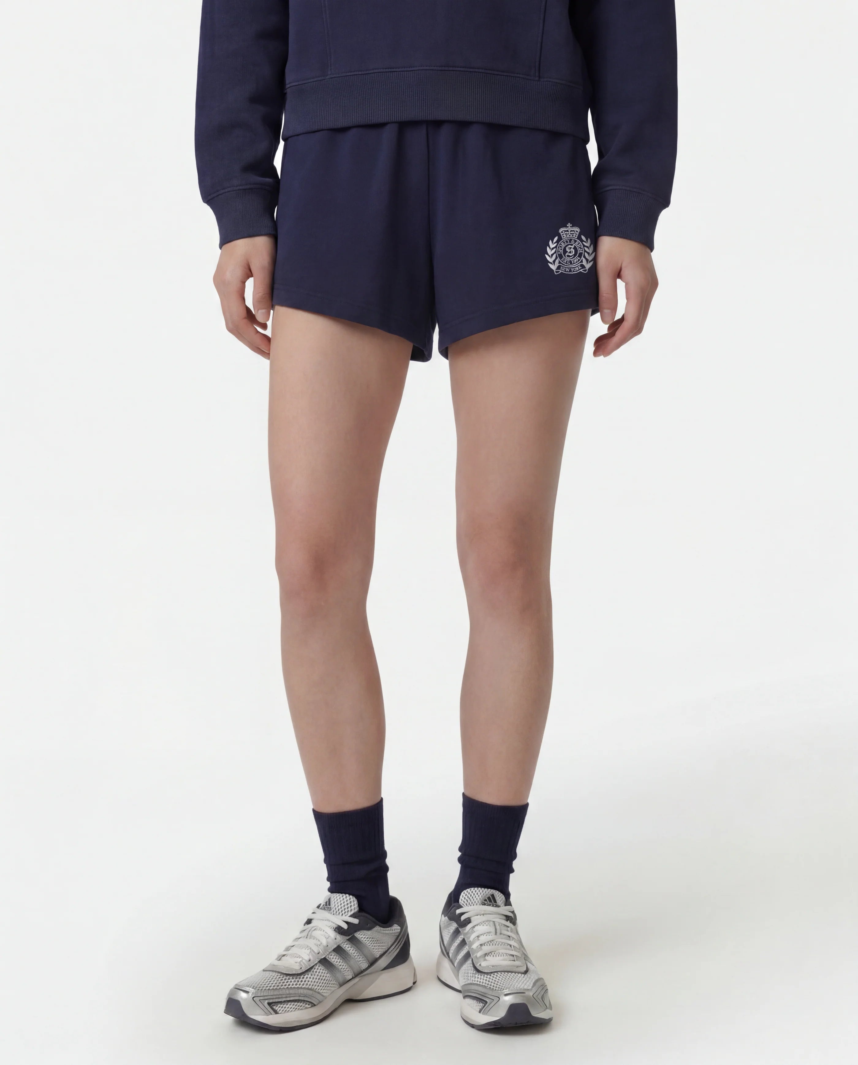 NY CREST EMBROIDERED DISCO SHORT - NAVY