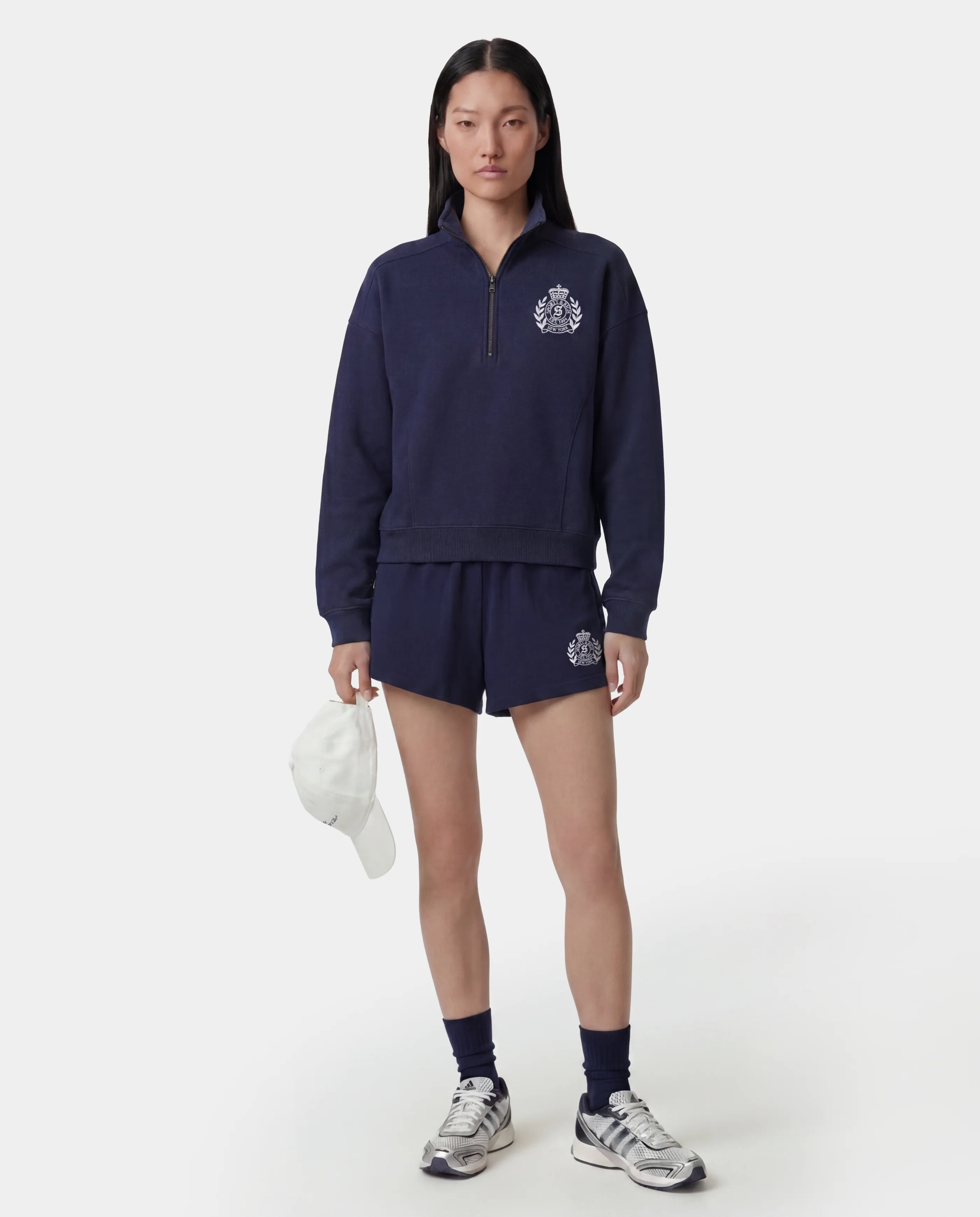 NY CREST EMBROIDERED DISCO SHORT - NAVY