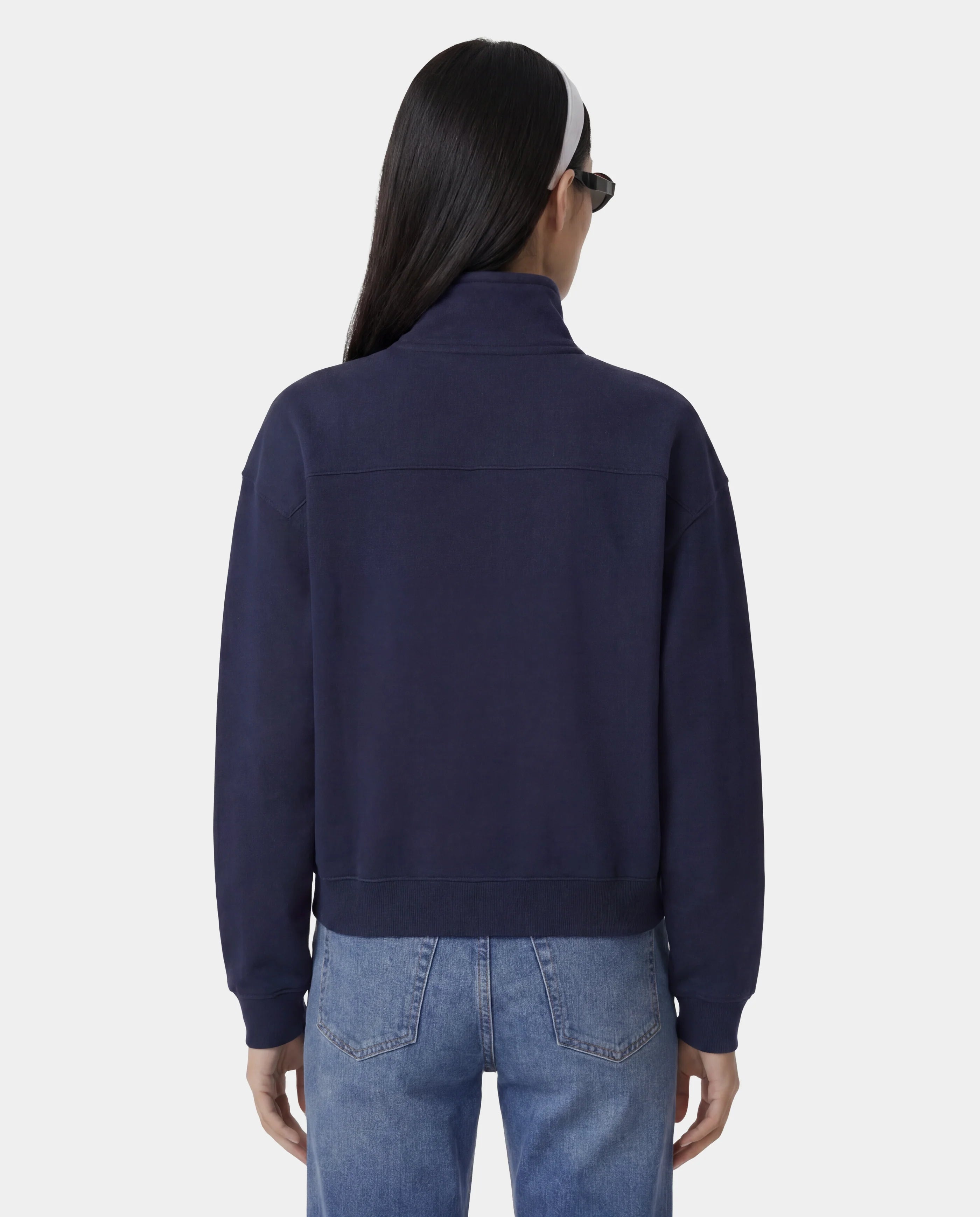 NY CREST EMBROIDERED QUARTER ZIP -NAVY