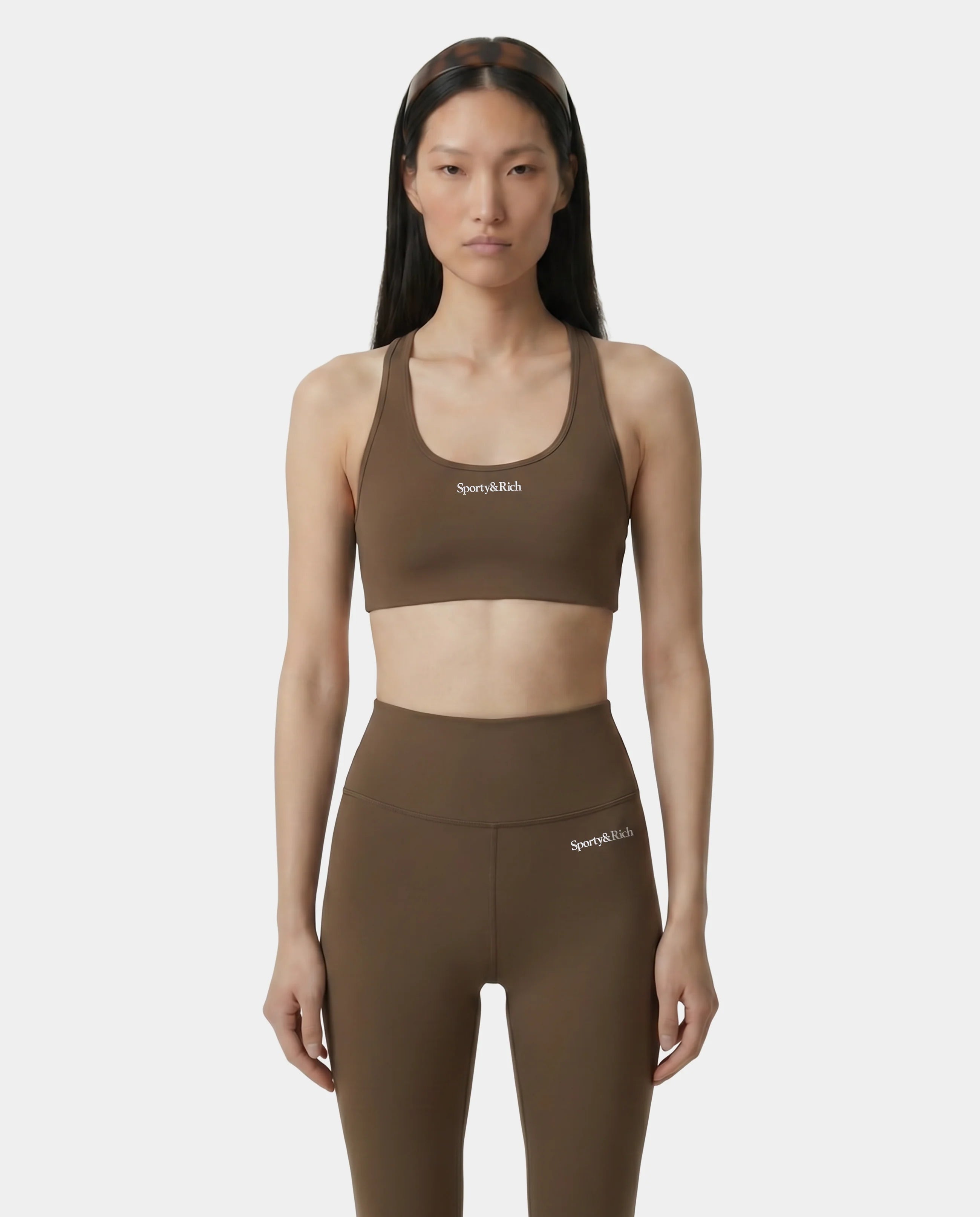 SERIF LOGO SPORTS BRA - SAND WHITE