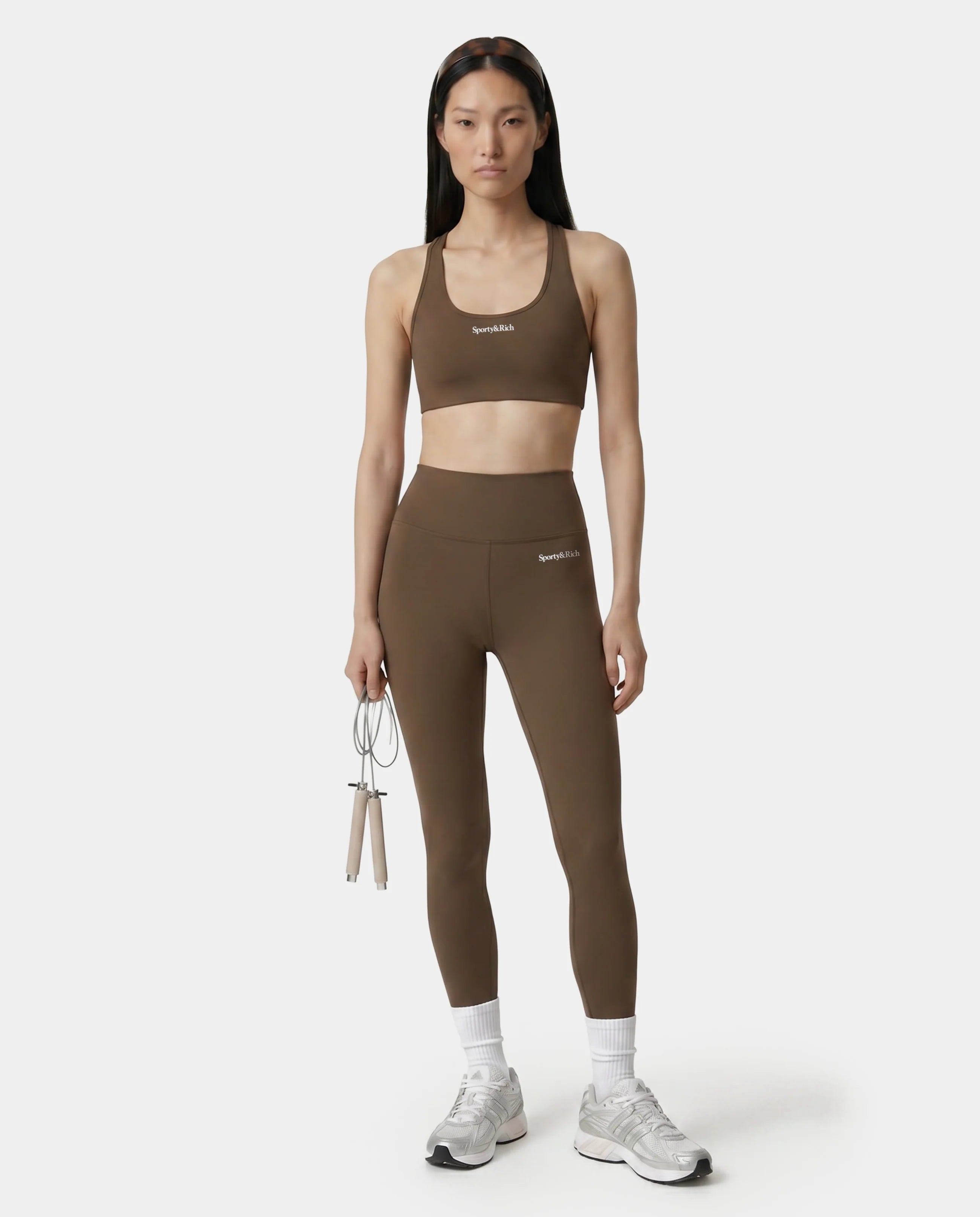 SERIF LOGO SPORTS BRA - SAND WHITE