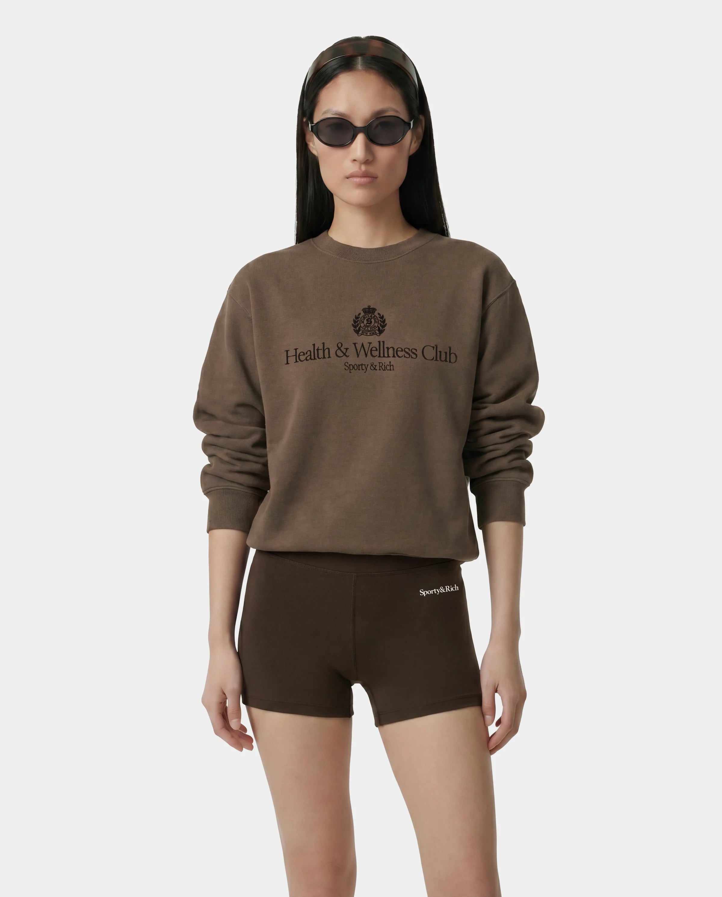 H&W CREST EMBROIDERED CREWNECK - SAND