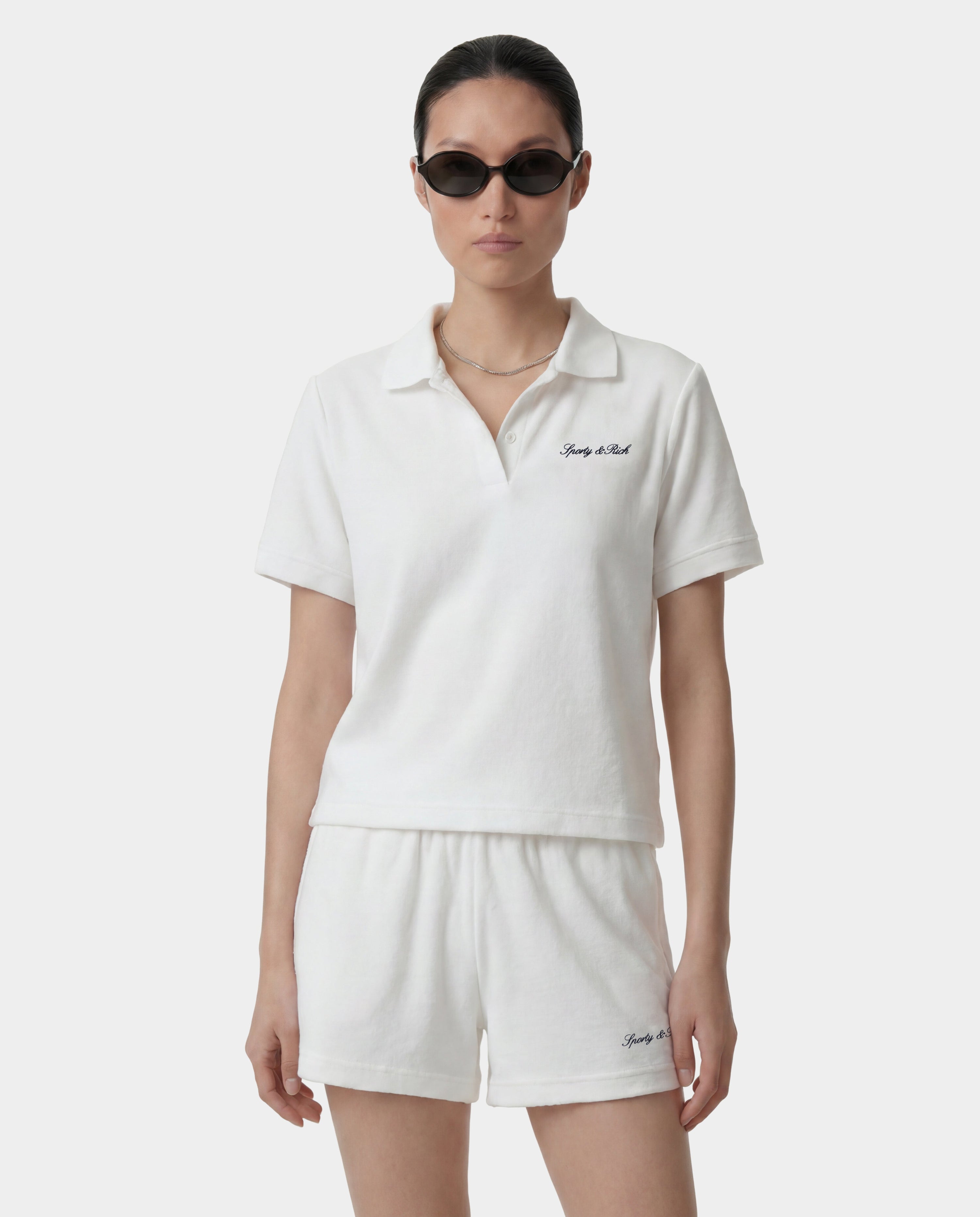 SIGNATURE LOGO TERRY POLO WHITE