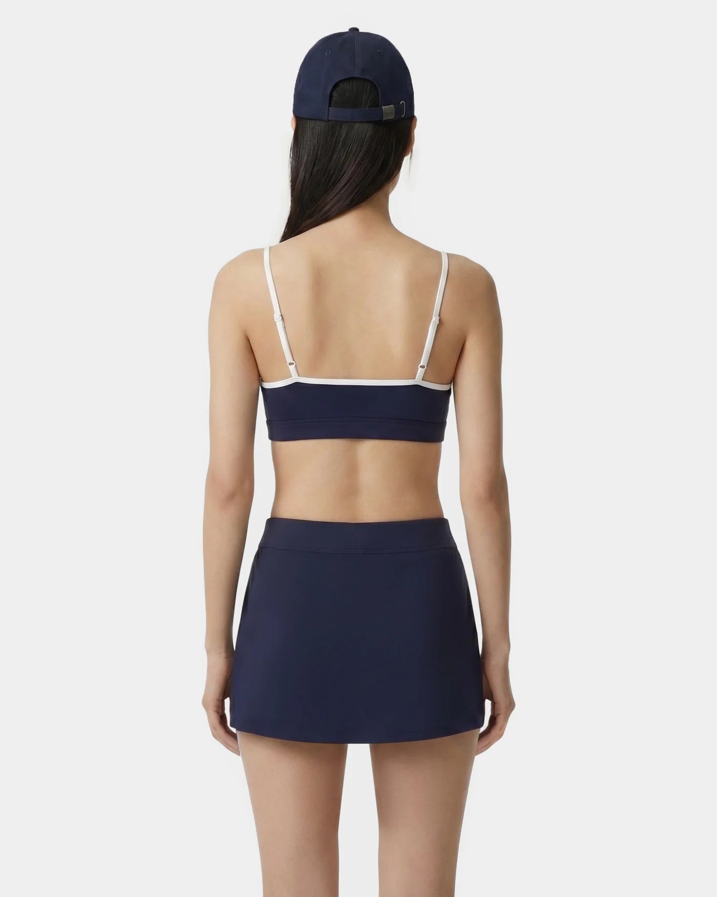SIGNATURE LOGO ATHLETIC BRA IN DARK NAVY/WHITE