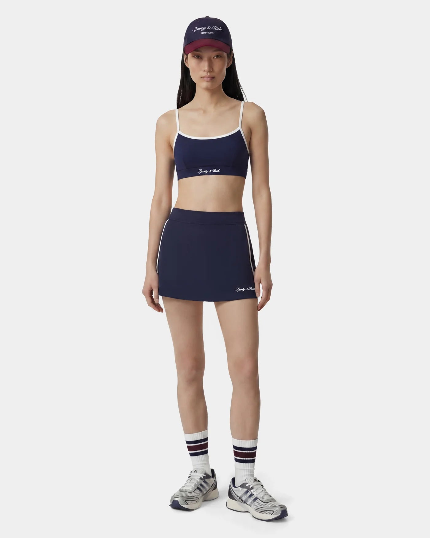 SIGNATURE LOGO ATHLETIC BRA IN DARK NAVY/WHITE