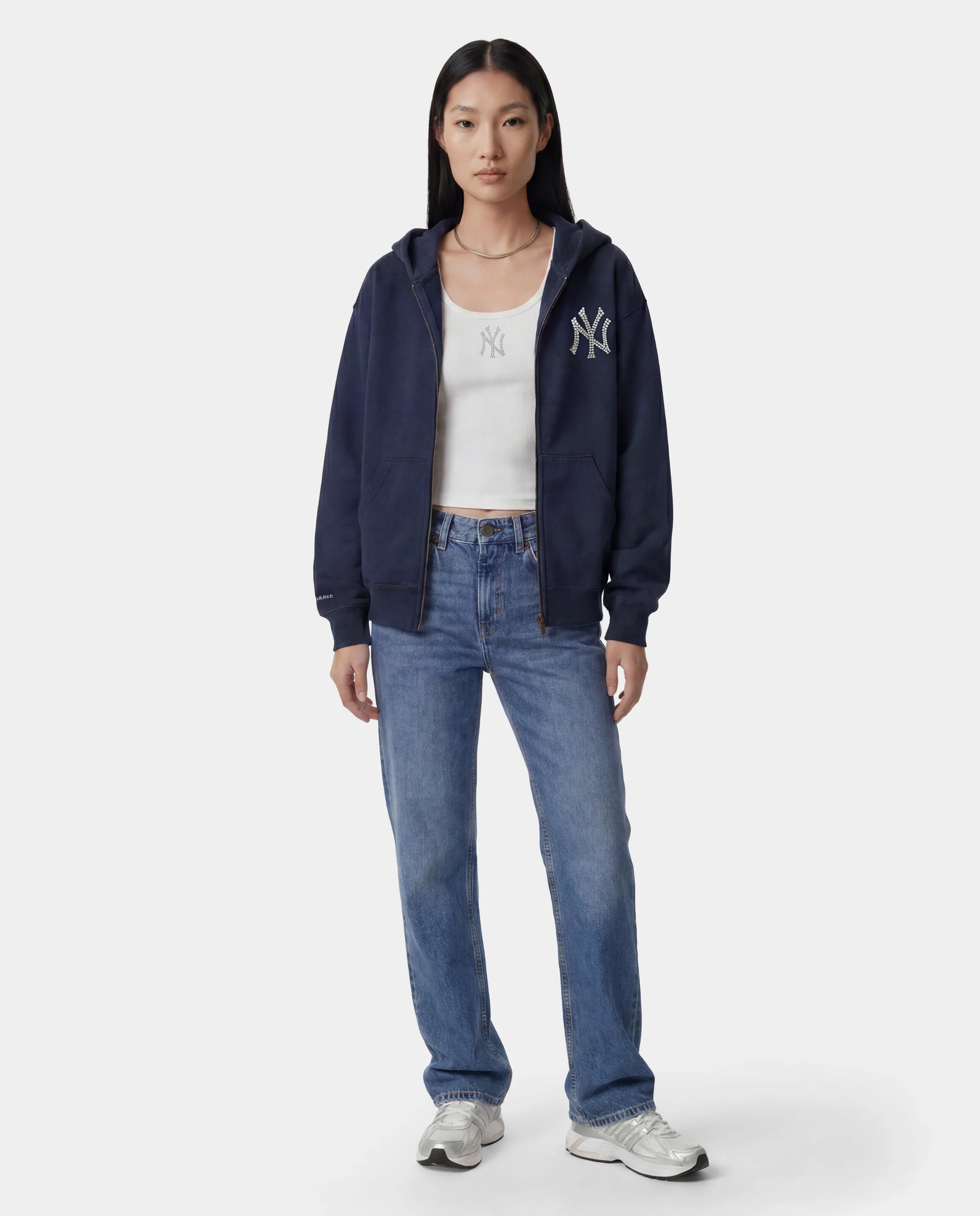 YANKEES KRYSTAL ZIP HOODIE DARK NAVY/WHITE