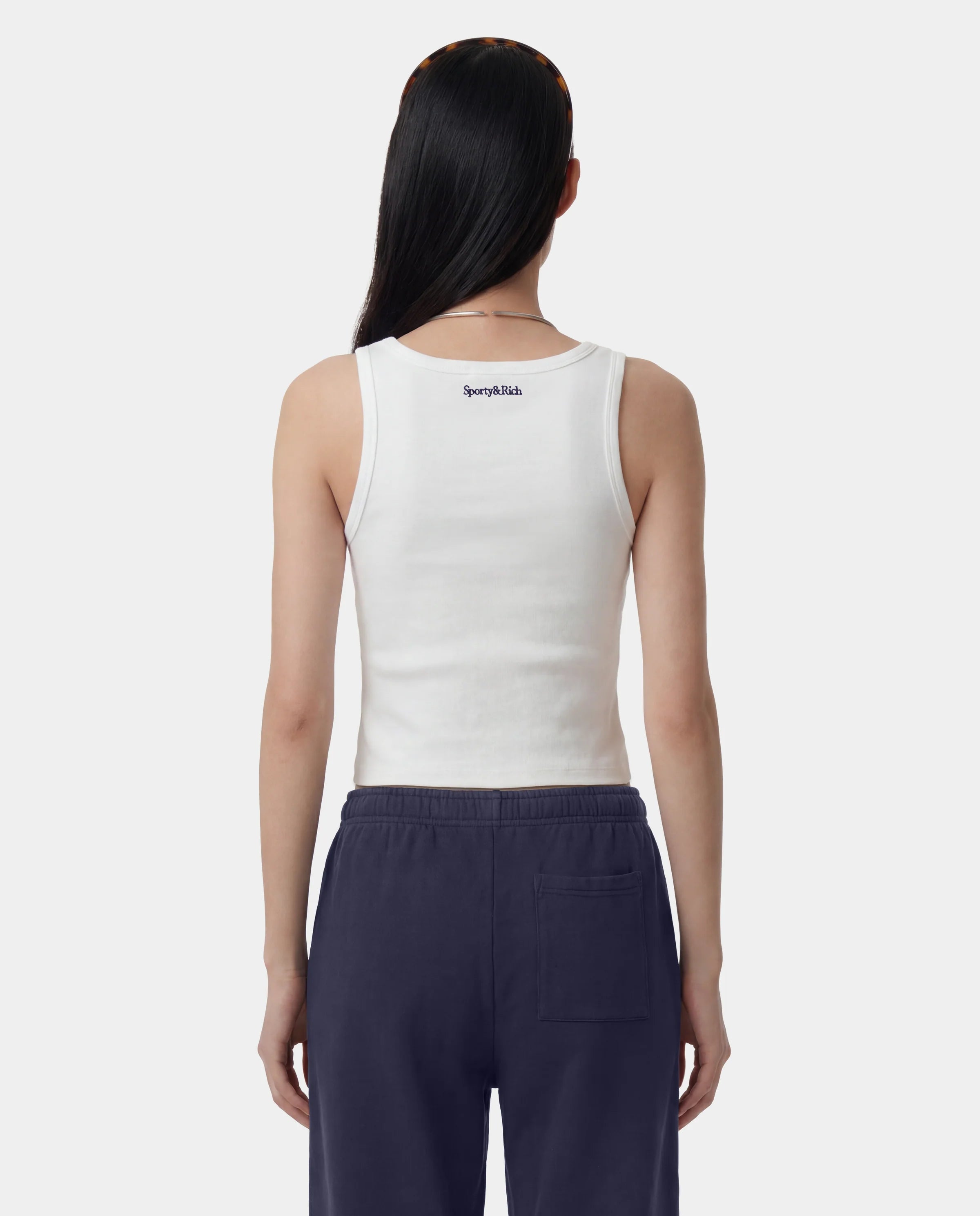 YANKEES KRYSTAL CROPPED TANK IN WHITE