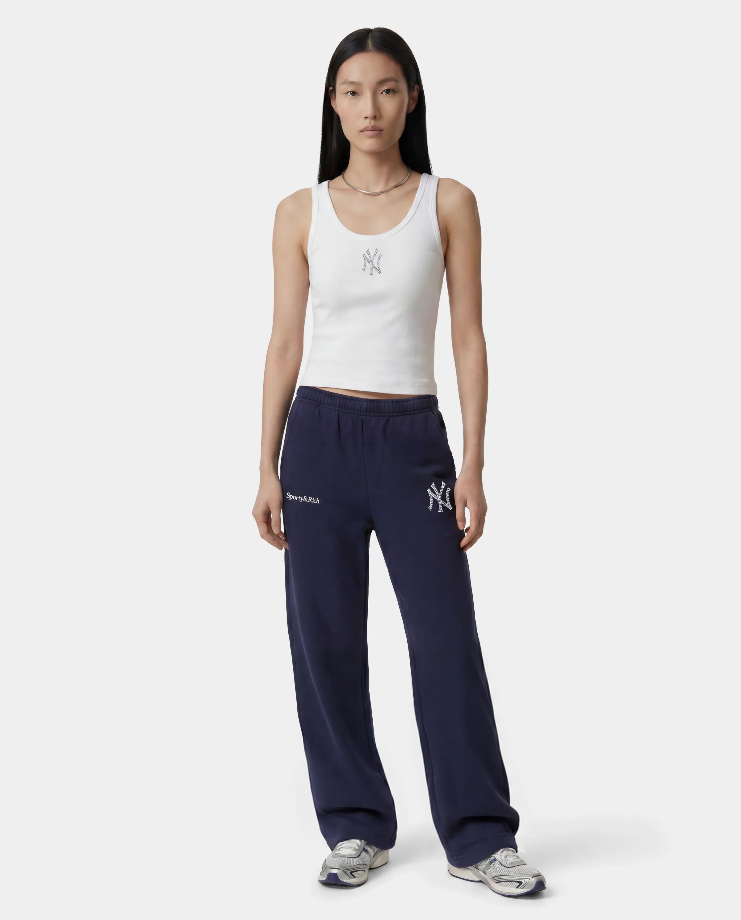YANKEES KRYSTAL CROPPED TANK IN WHITE
