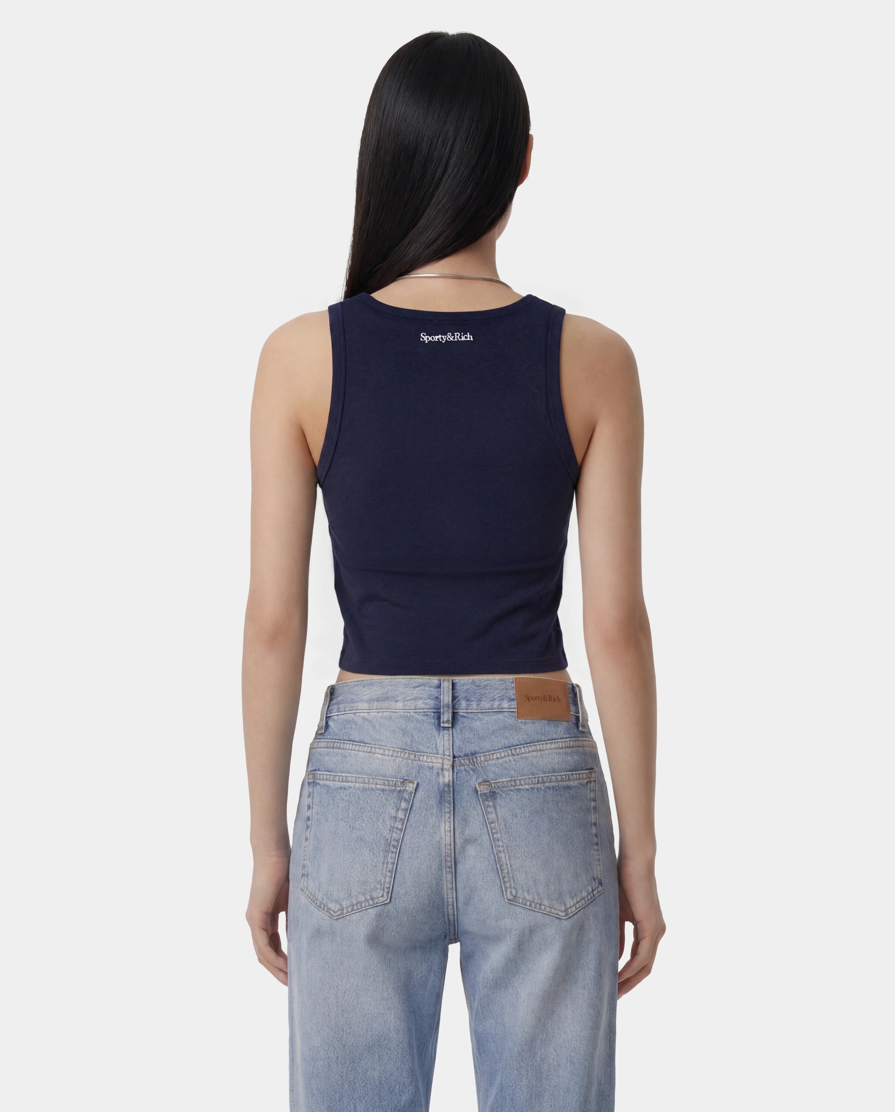 YANKEES KRYSTAL CROPPED TANK IN DARK NAVY