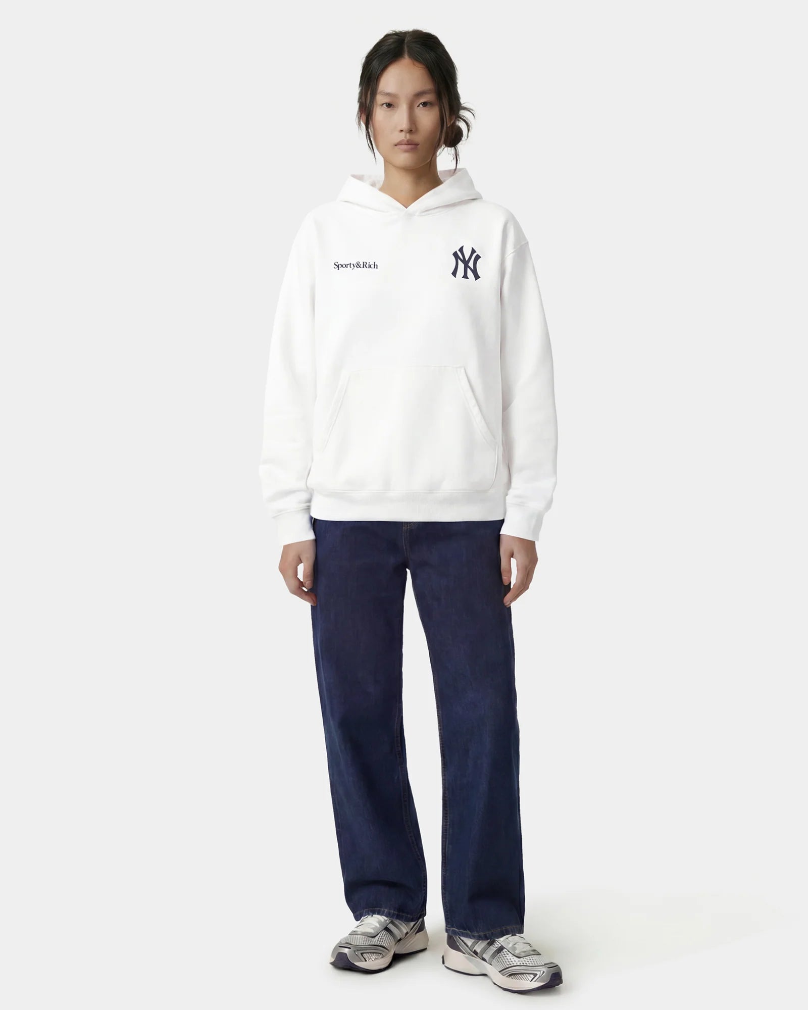 YANKEES CURVE HOODIE IN WHITE
