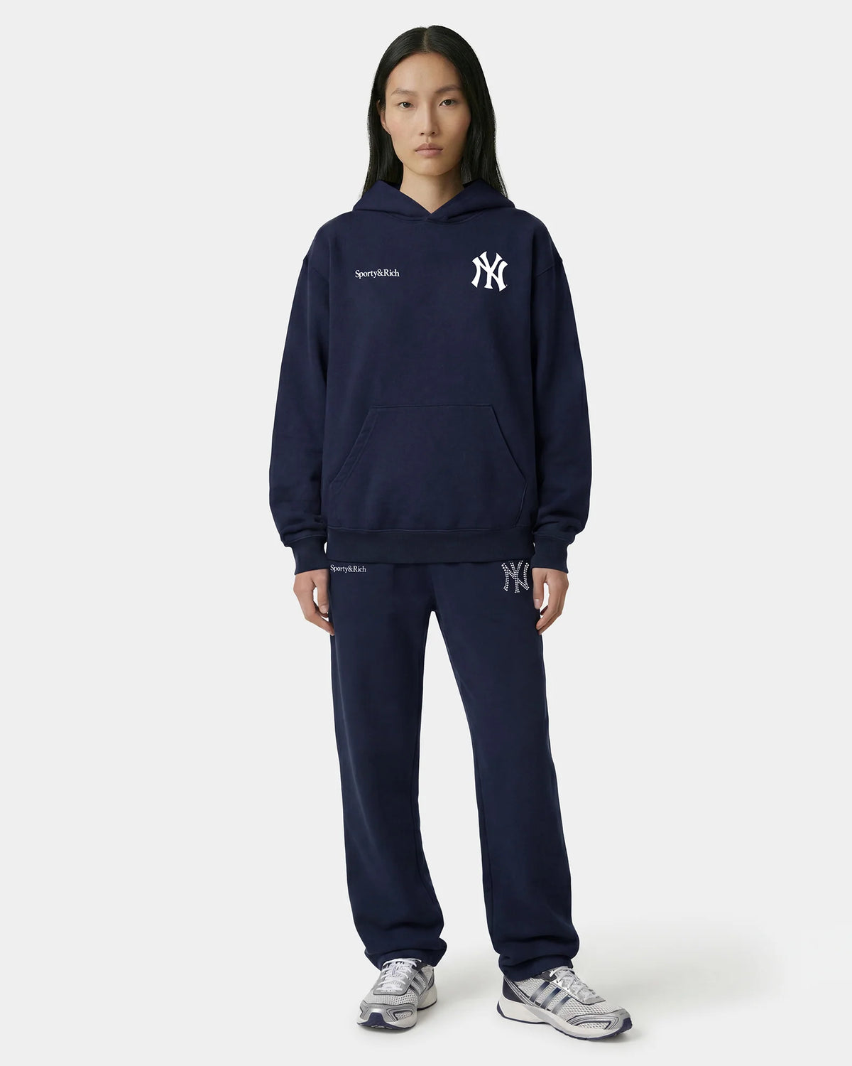 YANKEES CURVE HOODIE IN DARK NAVY