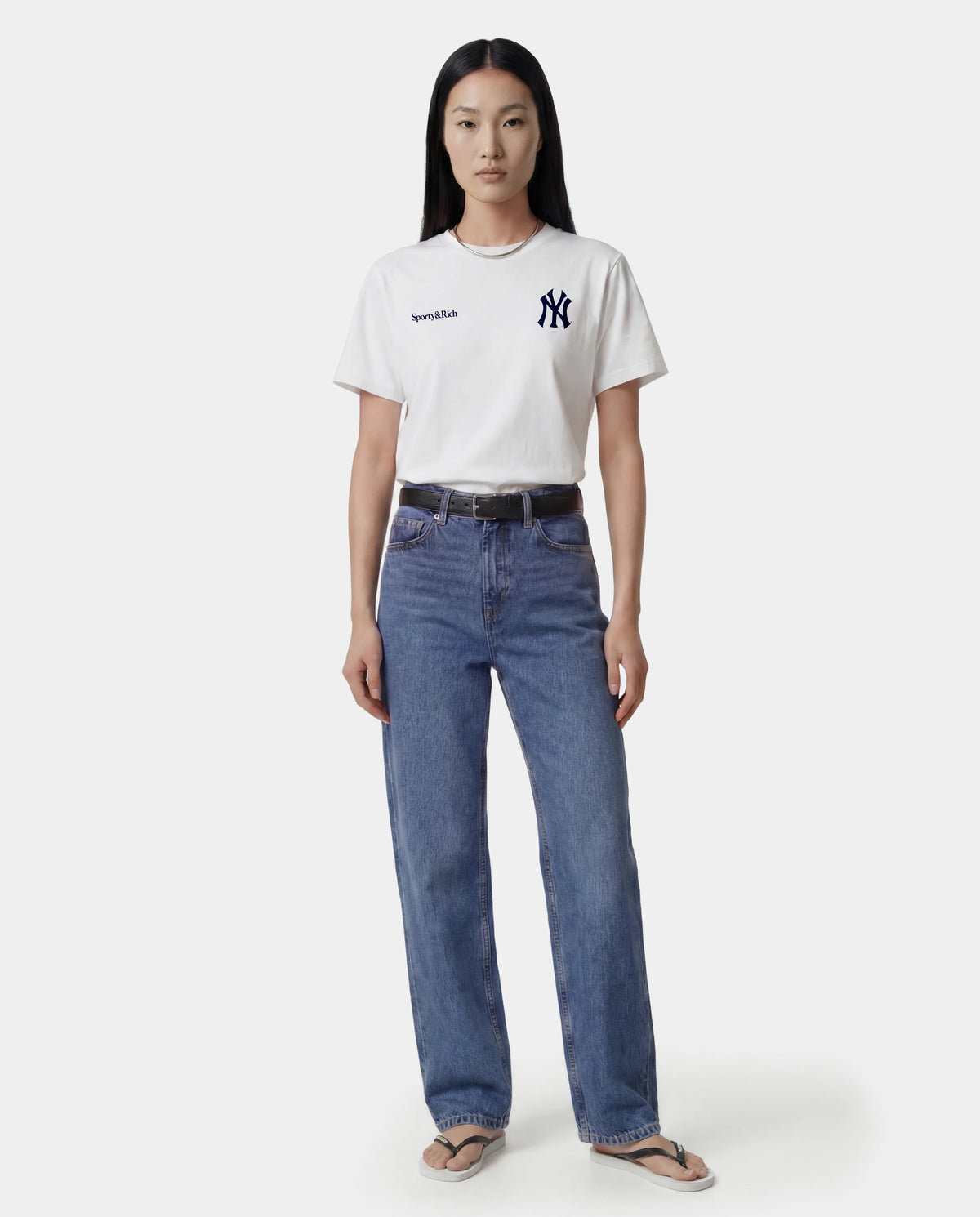 YANKEES ARCH T-SHIRT IN WHITE/DARK NAVY
