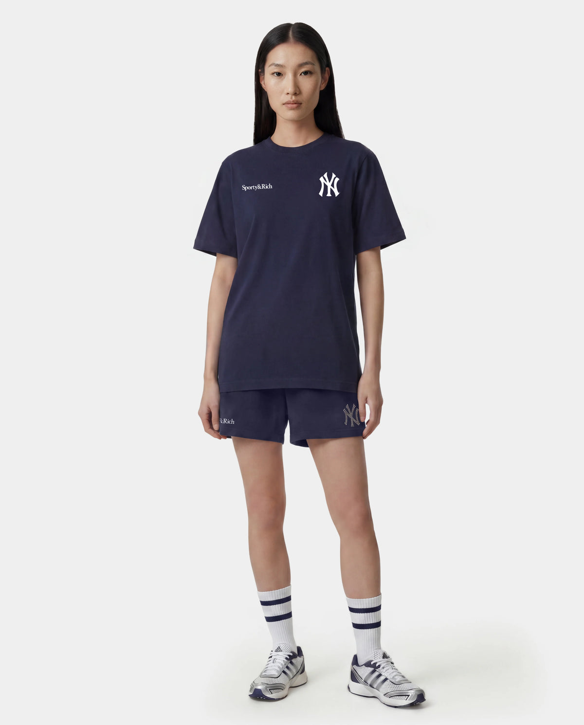 YANKEES ARCH T-SHIRT IN DARK NAVY/WHITE
