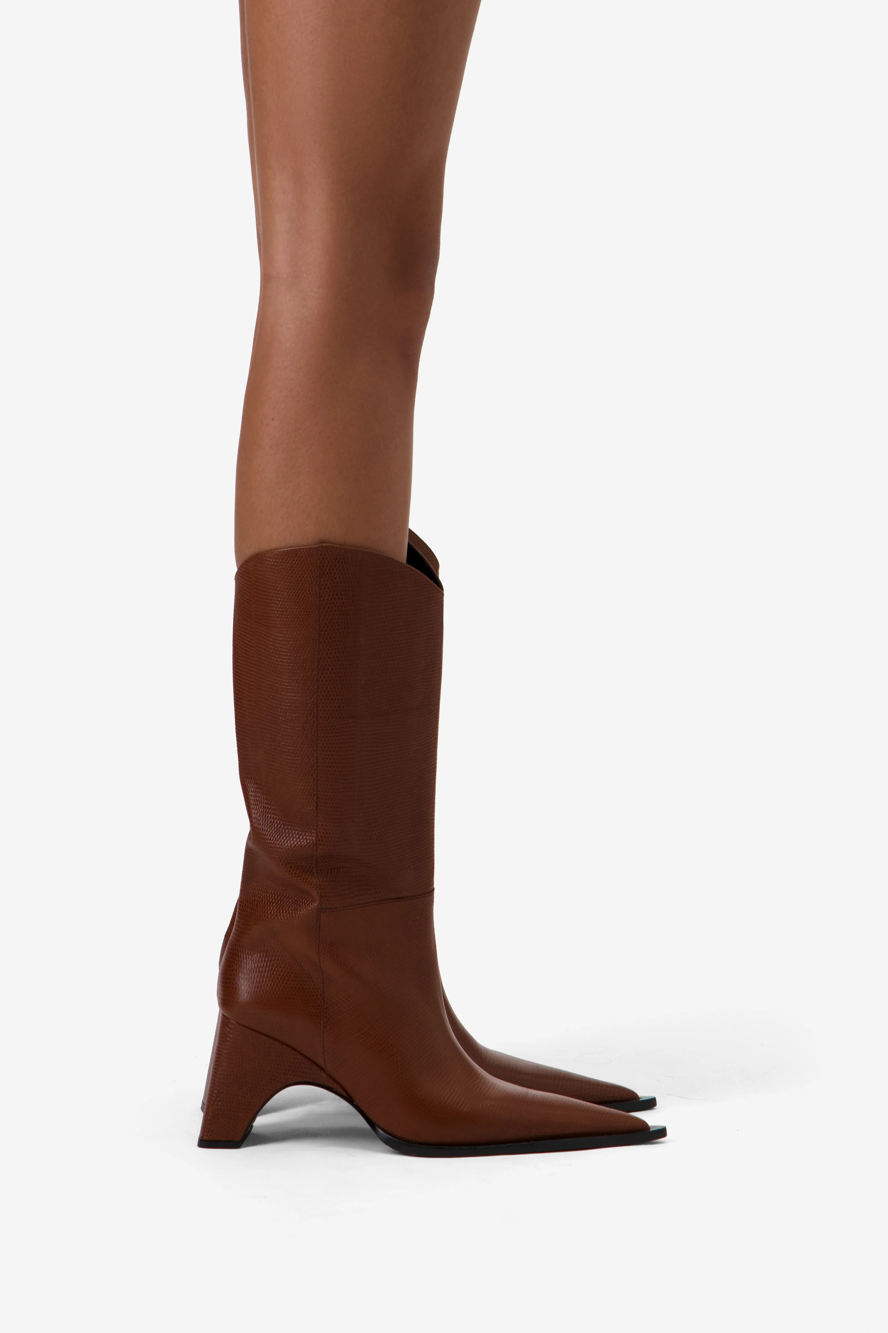 LIZARD PRINT COWBOY BRIDGE BOOT BROWN