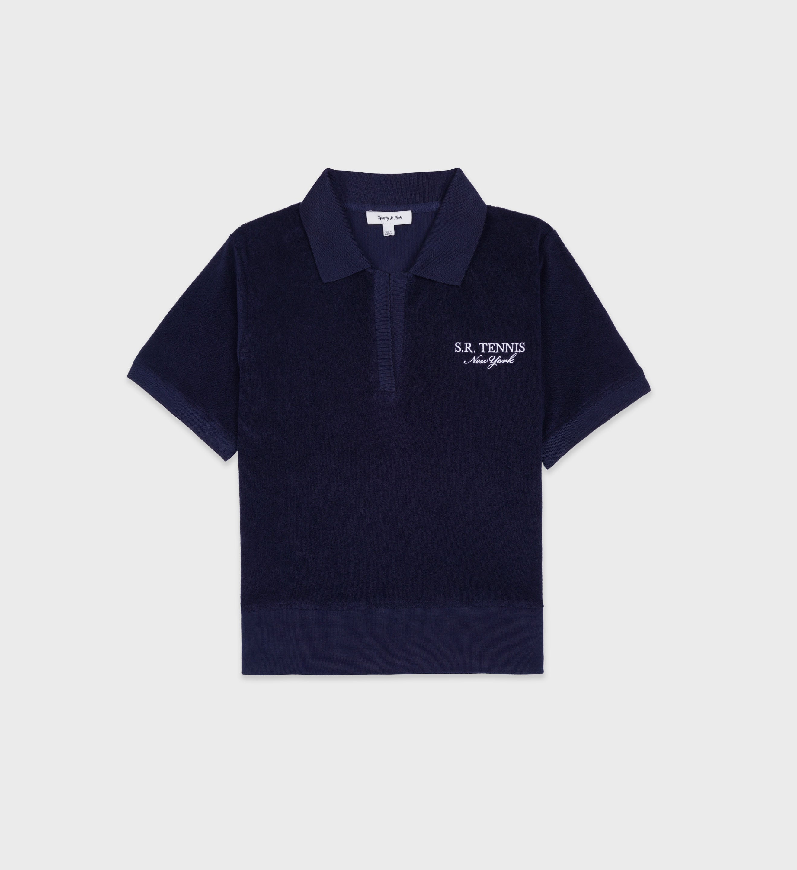 SR SPORT SS TERRY POLO NAVY/WHITE